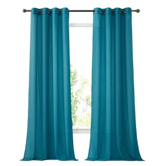 NICETOWN Semi Sheer Linen Curtains for Bedroom 84 inches Long, Grommet Privacy Vertical Farmhouse Window with Light Filtering for Living Room, Natural, W52 x L84, 2 Pieces