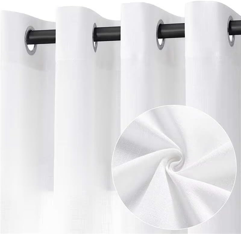 Natural Cream Linen Curtains 84 Inch Length 2 Panels for Living Room Bedroom, Light Filtering Sheer Curtains 84 Inches, Modern Farmhouse Grommet Semi Sheer Soft Privacy Drapes
