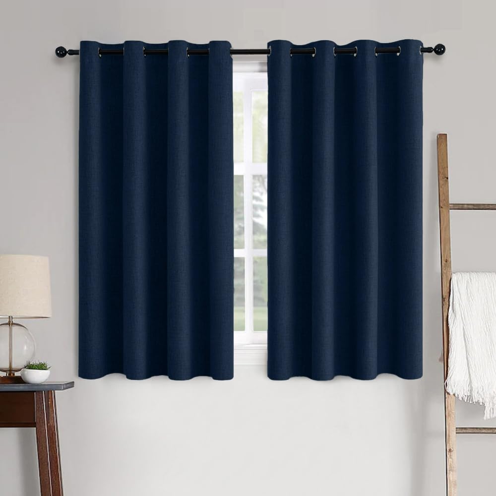 MIULEE 100% Blackout Linen Textured Curtains for Bedroom Solid Thermal Insulated Natural Beige Grommet Room Darkening Curtains & Drapes Luxury Decor for Living Room Nursery 52 x 96 Inch (2 Panels)
