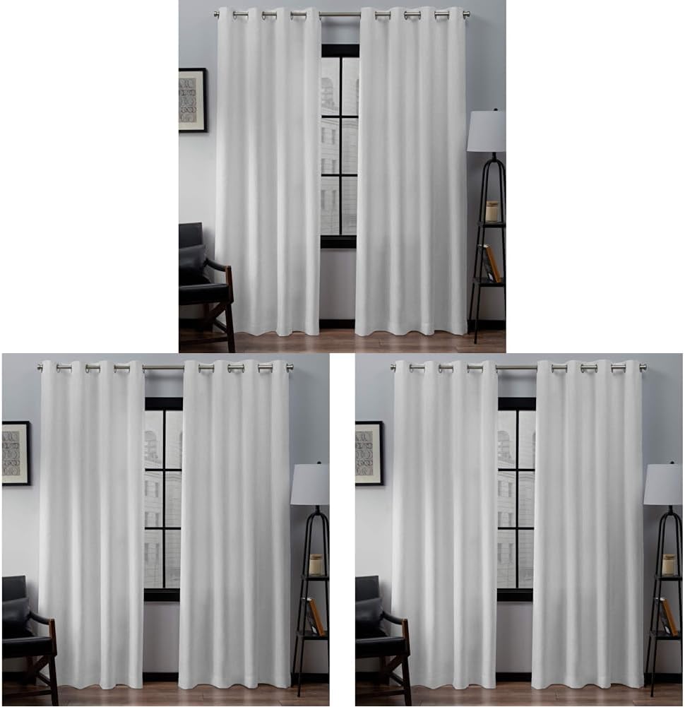 Exclusive Home Loha Linen Grommet Top Curtain Panel Pair, 54"x96", Ivory