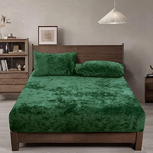 PHF Truly Velvet Fitted Sheet Only Queen Size, Luxury Super Soft Cozy Fuzzy Fleece Bottom Sheet with Deep Pocket Up to 16",Suitable for Fall Winter Spring, No Pillowcases, Charcoal/Dark Grey