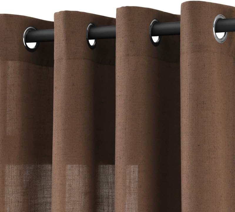 Natural Cream Linen Curtains 84 Inch Length 2 Panels for Living Room Bedroom, Light Filtering Sheer Curtains 84 Inches, Modern Farmhouse Grommet Semi Sheer Soft Privacy Drapes