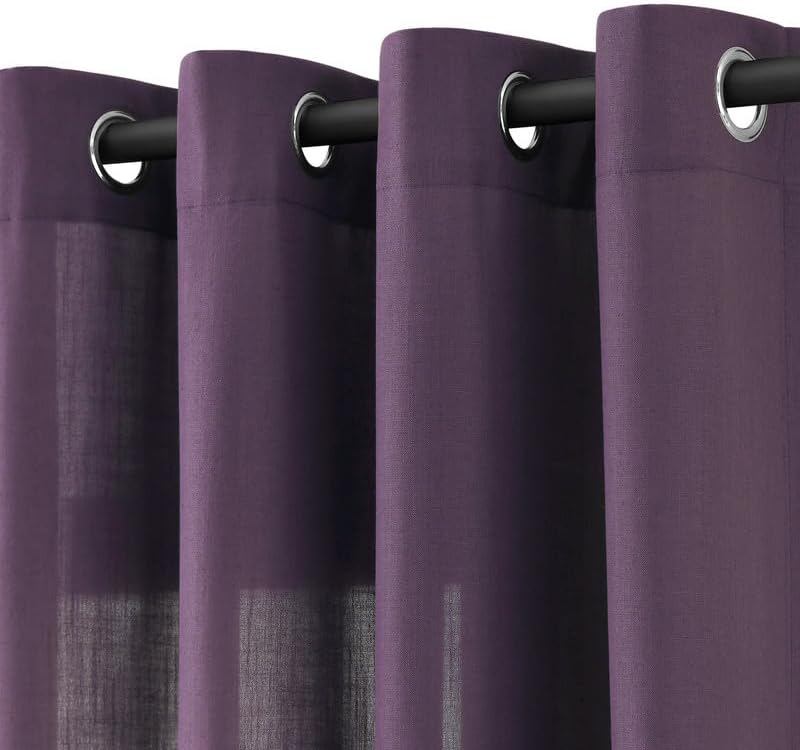Natural Cream Linen Curtains 84 Inch Length 2 Panels for Living Room Bedroom, Light Filtering Sheer Curtains 84 Inches, Modern Farmhouse Grommet Semi Sheer Soft Privacy Drapes
