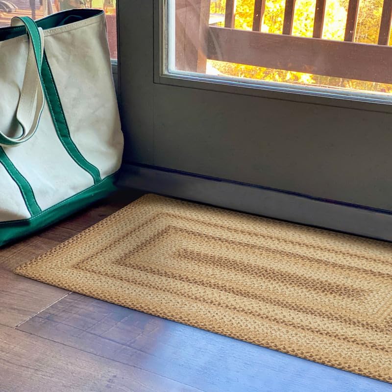 Homespice Gingerbread Black & Brown Braided Rug 20x30 - Jute Braided Kitchen Rugs for Country, Primitive Decor, Reversible, Pet-Friendly, Durable & Easy to Maintain
