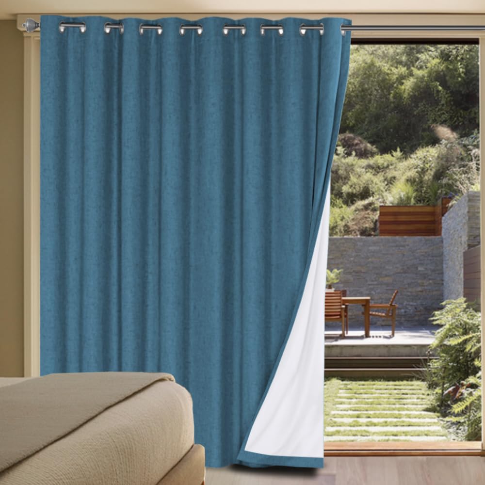 H.VERSAILTEX Linen 100% Blackout Curtains for Bedroom Full Light Blocking Curtains, Textured Window Curtain for Living Room 84 inch Grommet, Energy Efficient Curtains White Liner(2 Panels, Natural)