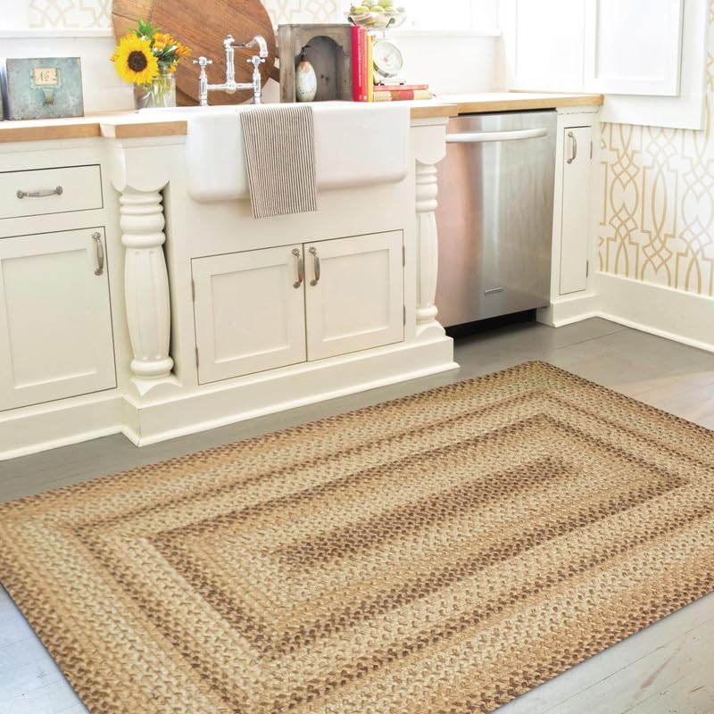 Homespice Gingerbread Black & Brown Braided Rug 20x30 - Jute Braided Kitchen Rugs for Country, Primitive Decor, Reversible, Pet-Friendly, Durable & Easy to Maintain