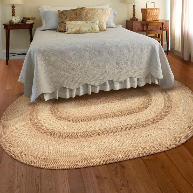Homespice Gingerbread Black & Brown Braided Rug 20x30 - Jute Braided Kitchen Rugs for Country, Primitive Decor, Reversible, Pet-Friendly, Durable & Easy to Maintain