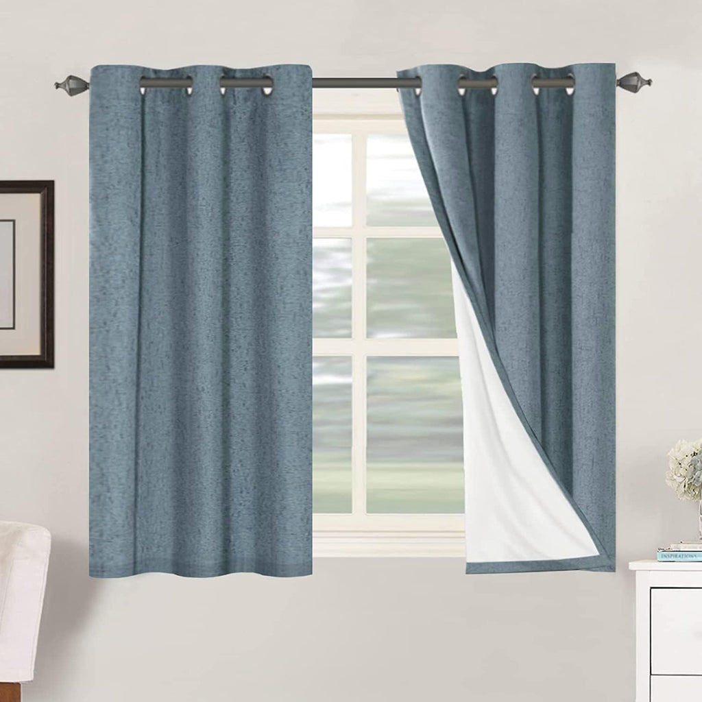 H.VERSAILTEX Linen 100% Blackout Curtains for Bedroom Full Light Blocking Curtains, Textured Window Curtain for Living Room 84 inch Grommet, Energy Efficient Curtains White Liner(2 Panels, Natural)