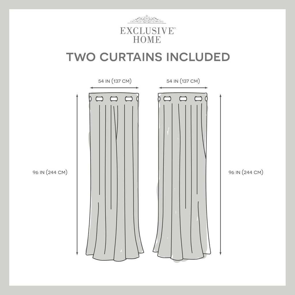 Exclusive Home Loha Linen Grommet Top Curtain Panel Pair, 54"x96", Ivory