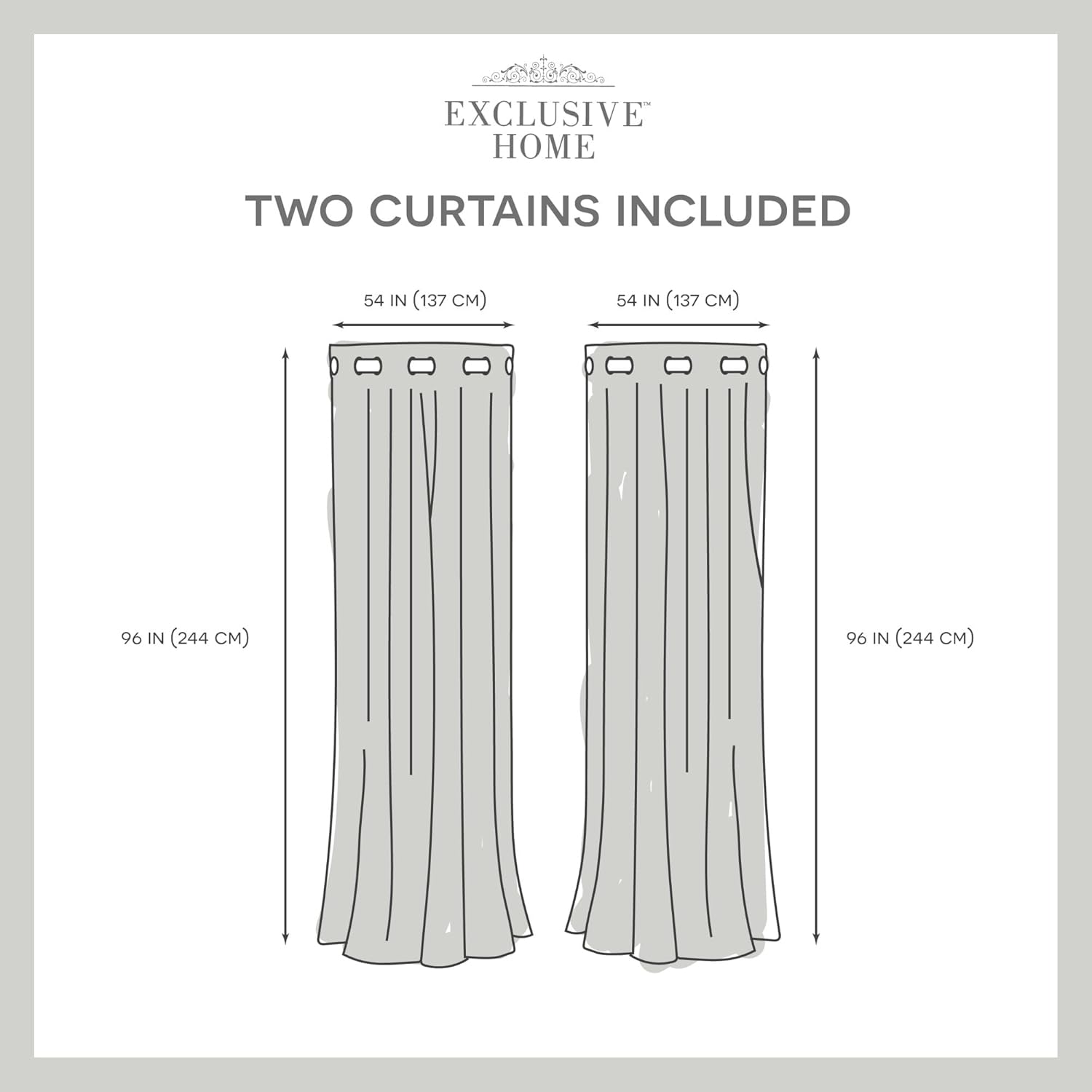 Exclusive Home Loha Linen Grommet Top Curtain Panel Pair, 54"x96", Ivory