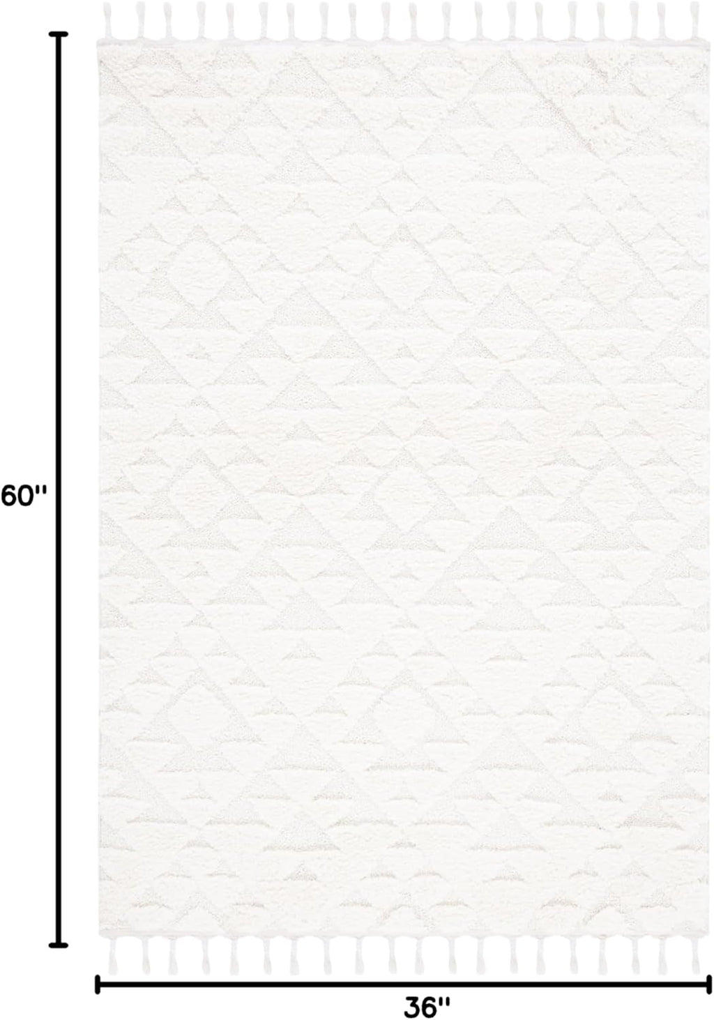 SAFAVIEH Area Rug 3x5 - Moroccan Tassel Shag Collection - Ivory, Non-Shedding & Easy to Clean, Plush High-Low Texture, Ideal for Living Room, Bedroom, Dining Space (MTS688C)