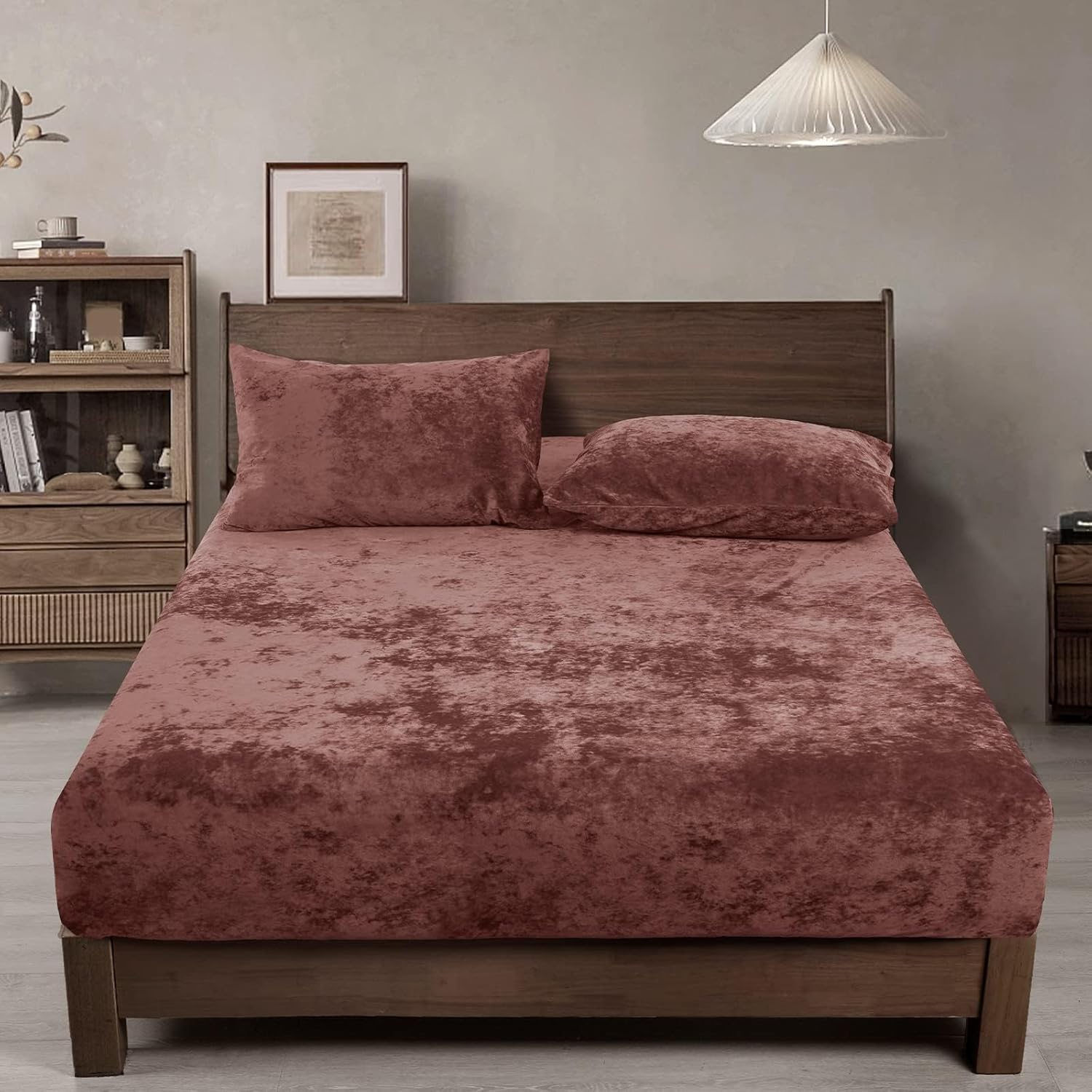 PHF Truly Velvet Fitted Sheet Only Queen Size, Luxury Super Soft Cozy Fuzzy Fleece Bottom Sheet with Deep Pocket Up to 16",Suitable for Fall Winter Spring, No Pillowcases, Charcoal/Dark Grey