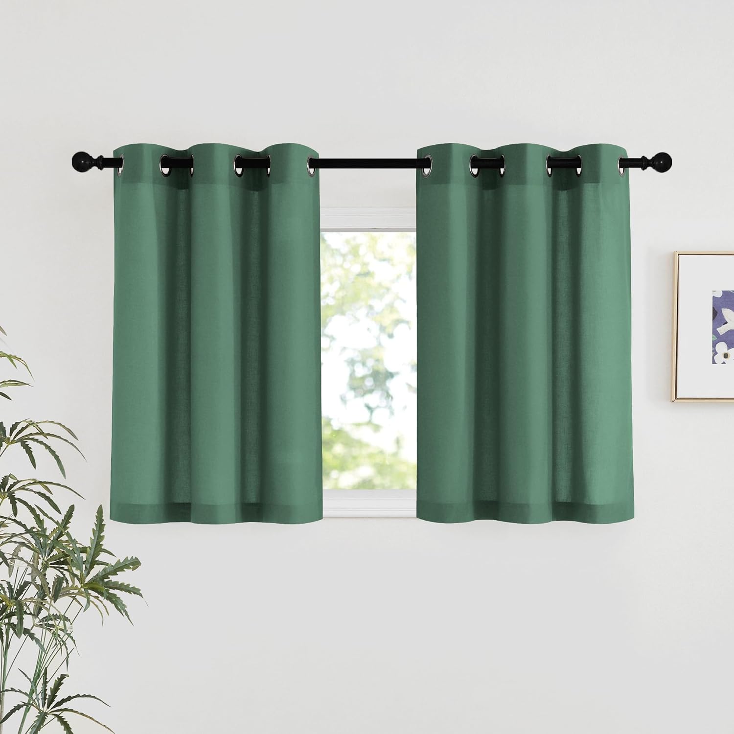NICETOWN Natural Linen Curtains 84 inch Long 2 Panels Set, Grommet Top Thick Linen Burlap Semi Sheer Vertical Drapes Privacy Assured with Light Filtering for Bedroom/Living Room, W55 x L84