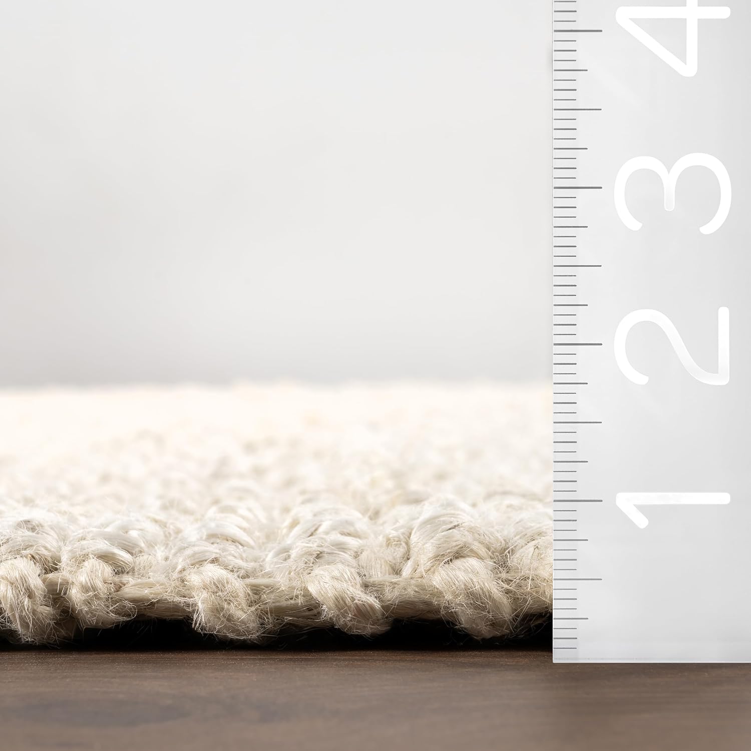 nuLOOM 5x8 Daniela Jute Tassel Hand Woven Area Rug, Off White, Solid Chunky Farmhouse Design, Natural Fiber, For Bedroom, Dining Room, Living Room, Hallway, Office, Entryway