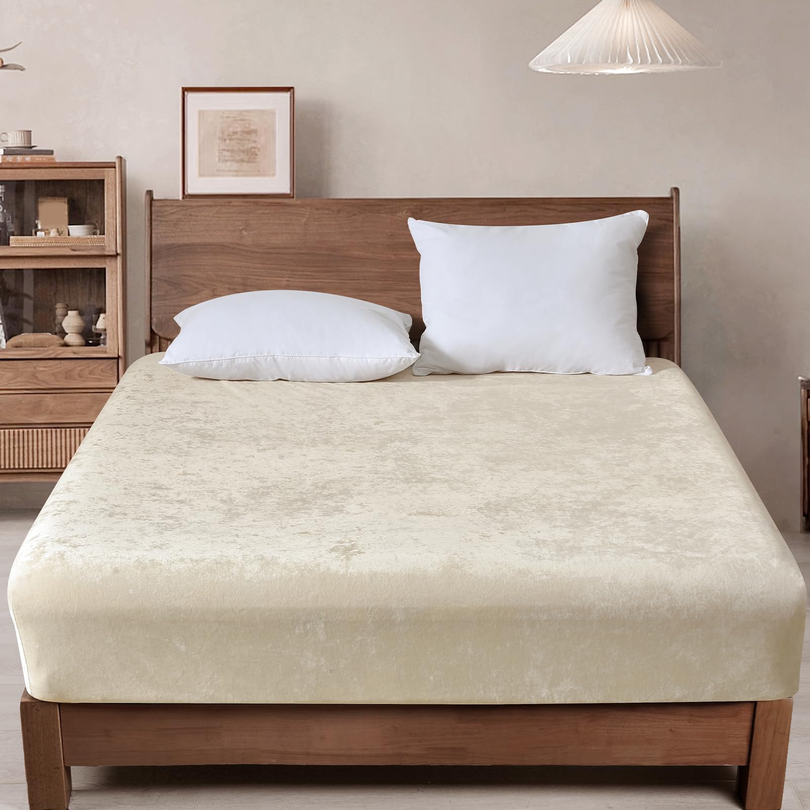 PHF Truly Velvet Fitted Sheet Only Queen Size, Luxury Super Soft Cozy Fuzzy Fleece Bottom Sheet with Deep Pocket Up to 16",Suitable for Fall Winter Spring, No Pillowcases, Charcoal/Dark Grey
