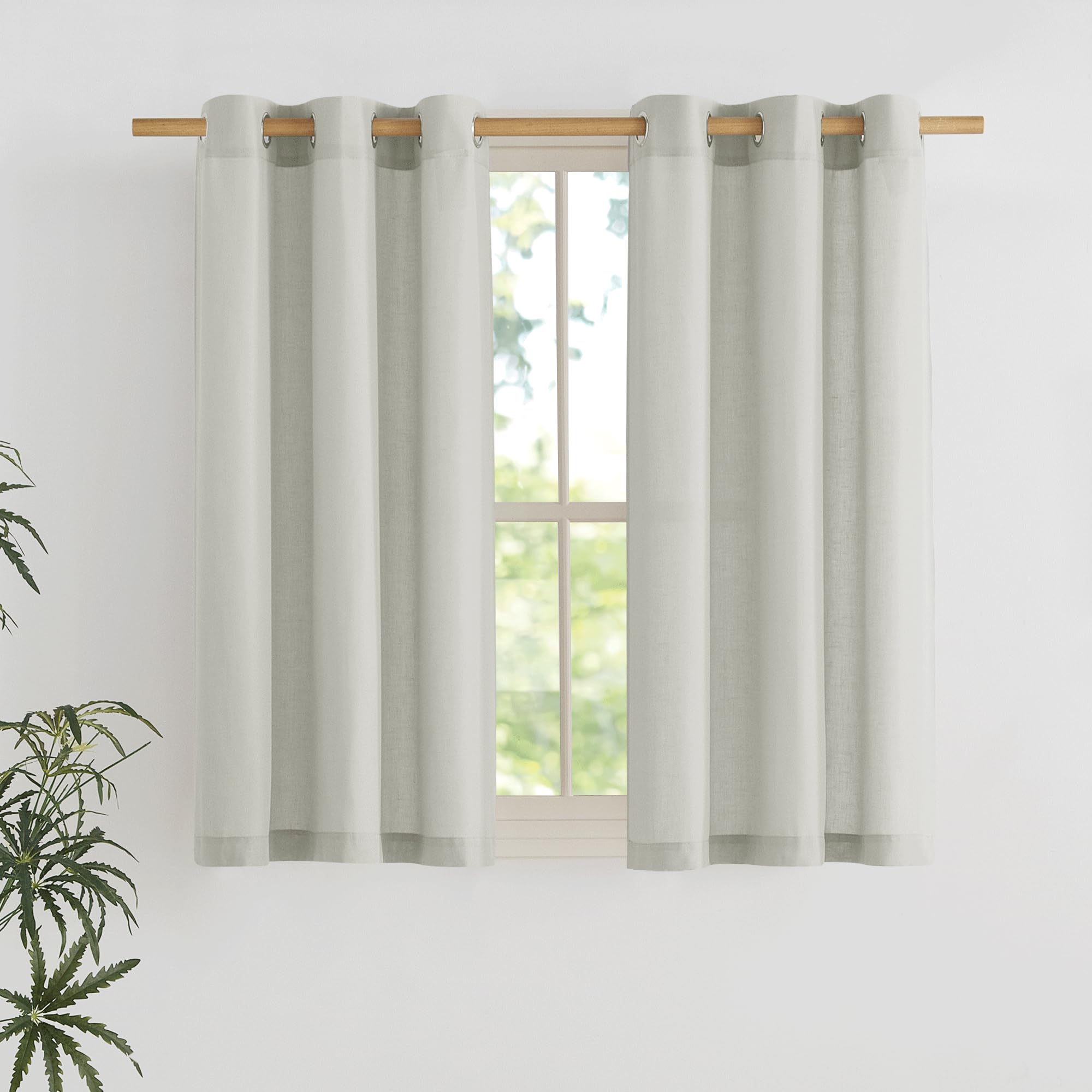 NICETOWN Natural Linen Curtains 84 inch Long 2 Panels Set, Grommet Top Thick Linen Burlap Semi Sheer Vertical Drapes Privacy Assured with Light Filtering for Bedroom/Living Room, W55 x L84