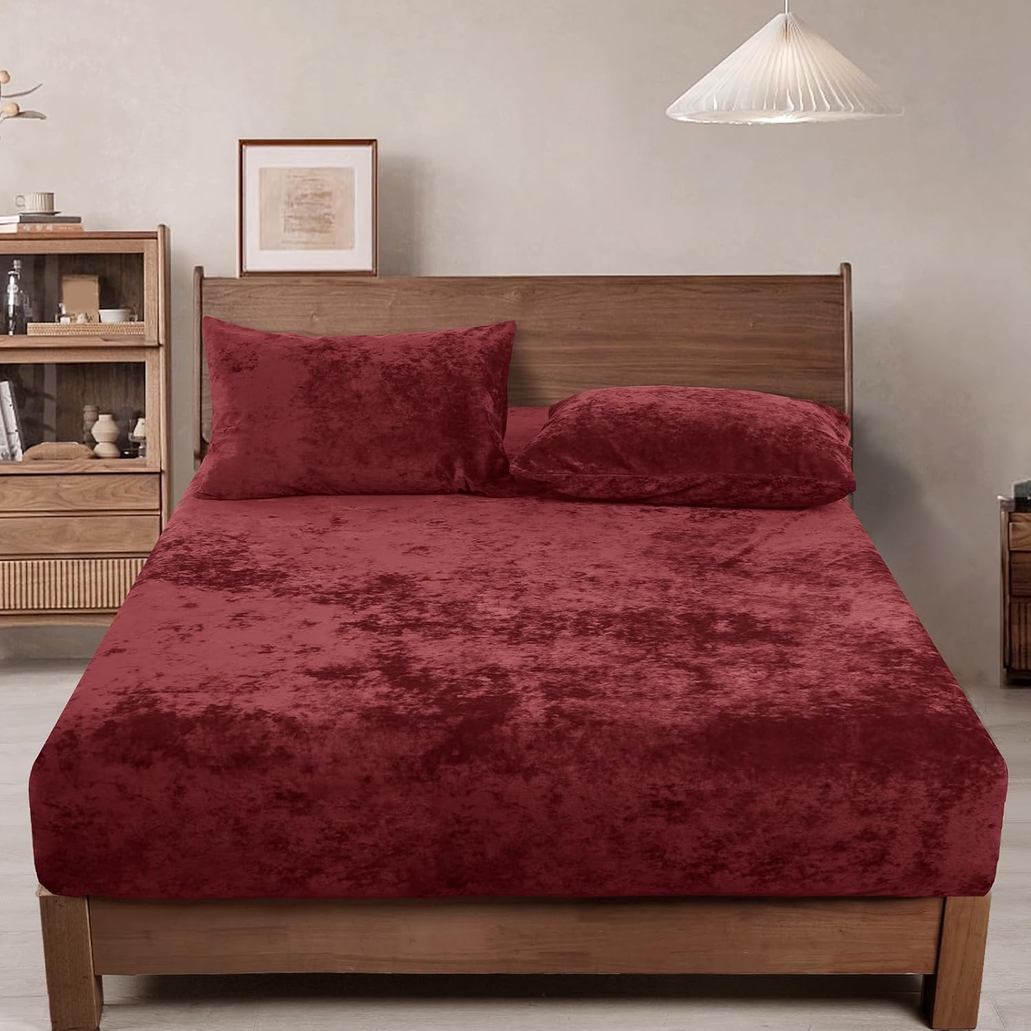 PHF Truly Velvet Fitted Sheet Only Queen Size, Luxury Super Soft Cozy Fuzzy Fleece Bottom Sheet with Deep Pocket Up to 16",Suitable for Fall Winter Spring, No Pillowcases, Charcoal/Dark Grey
