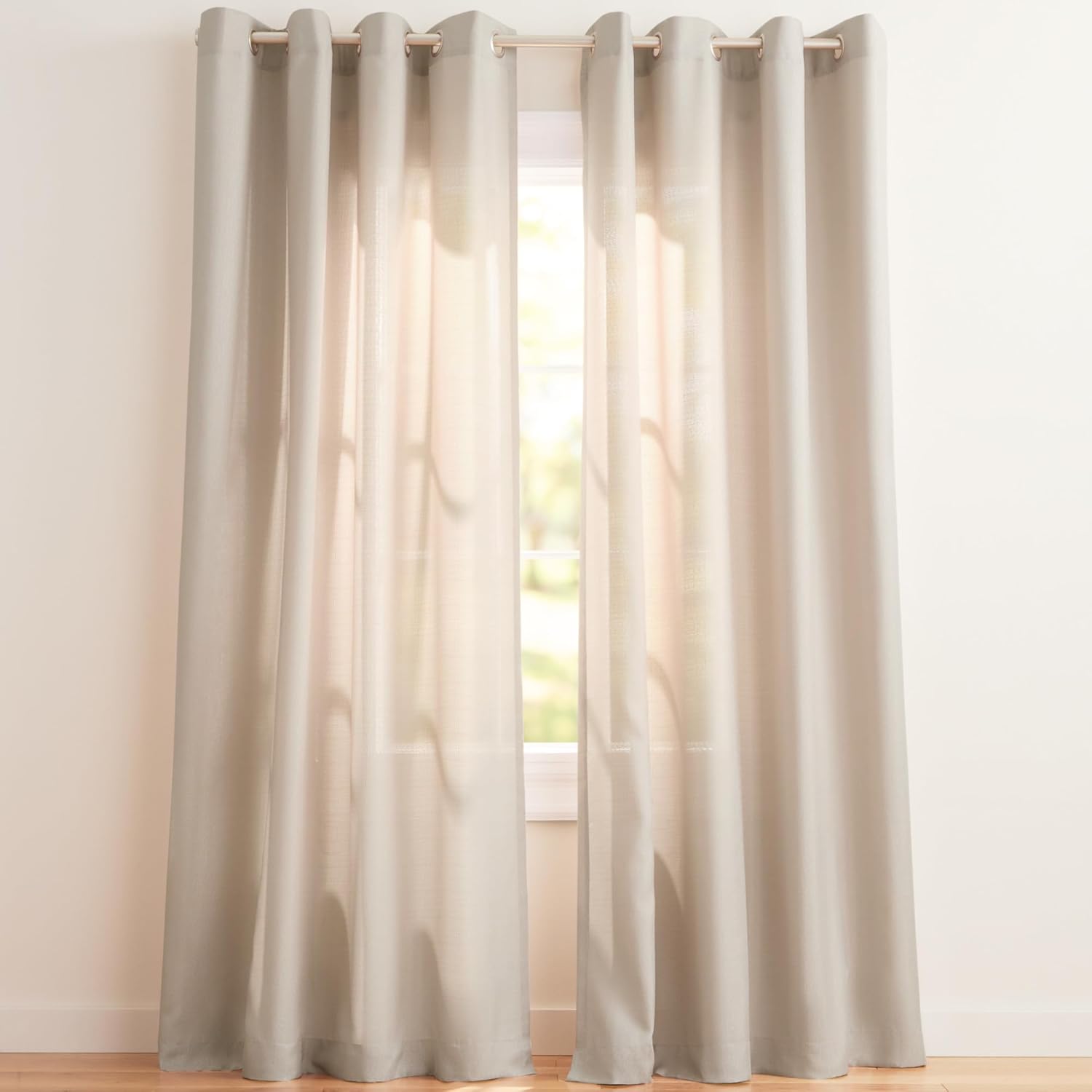 Exclusive Home Loha Linen Grommet Top Curtain Panel Pair, 54"x96", Ivory
