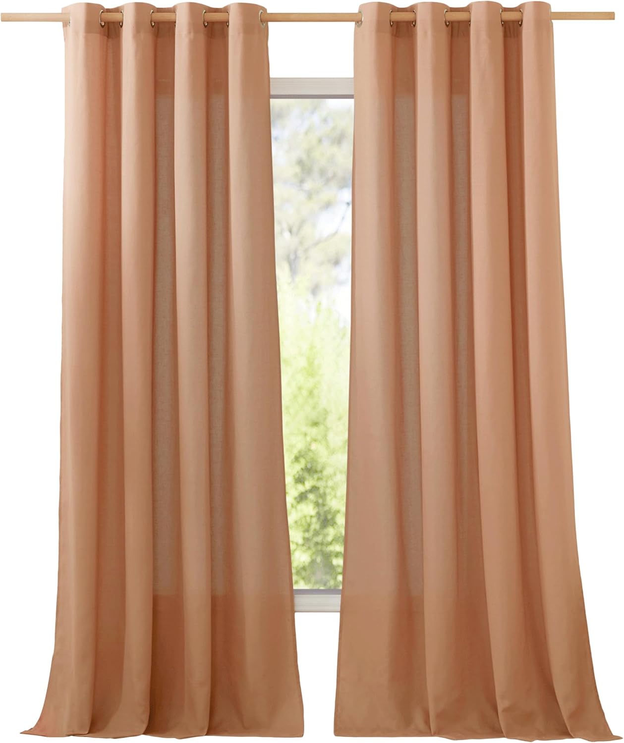 NICETOWN Natural Linen Curtains 84 inch Long 2 Panels Set, Grommet Top Thick Linen Burlap Semi Sheer Vertical Drapes Privacy Assured with Light Filtering for Bedroom/Living Room, W55 x L84