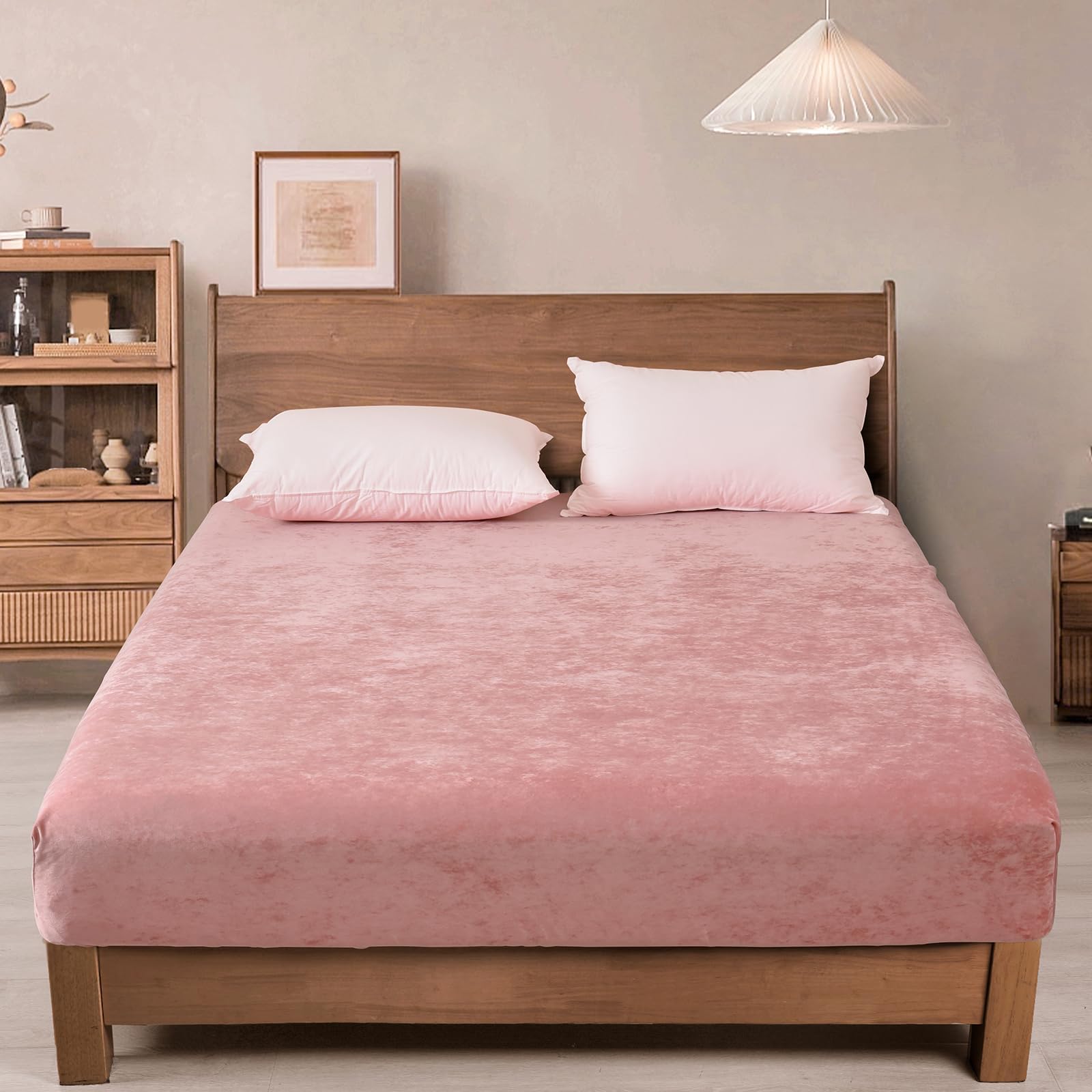 PHF Truly Velvet Fitted Sheet Only Queen Size, Luxury Super Soft Cozy Fuzzy Fleece Bottom Sheet with Deep Pocket Up to 16",Suitable for Fall Winter Spring, No Pillowcases, Charcoal/Dark Grey