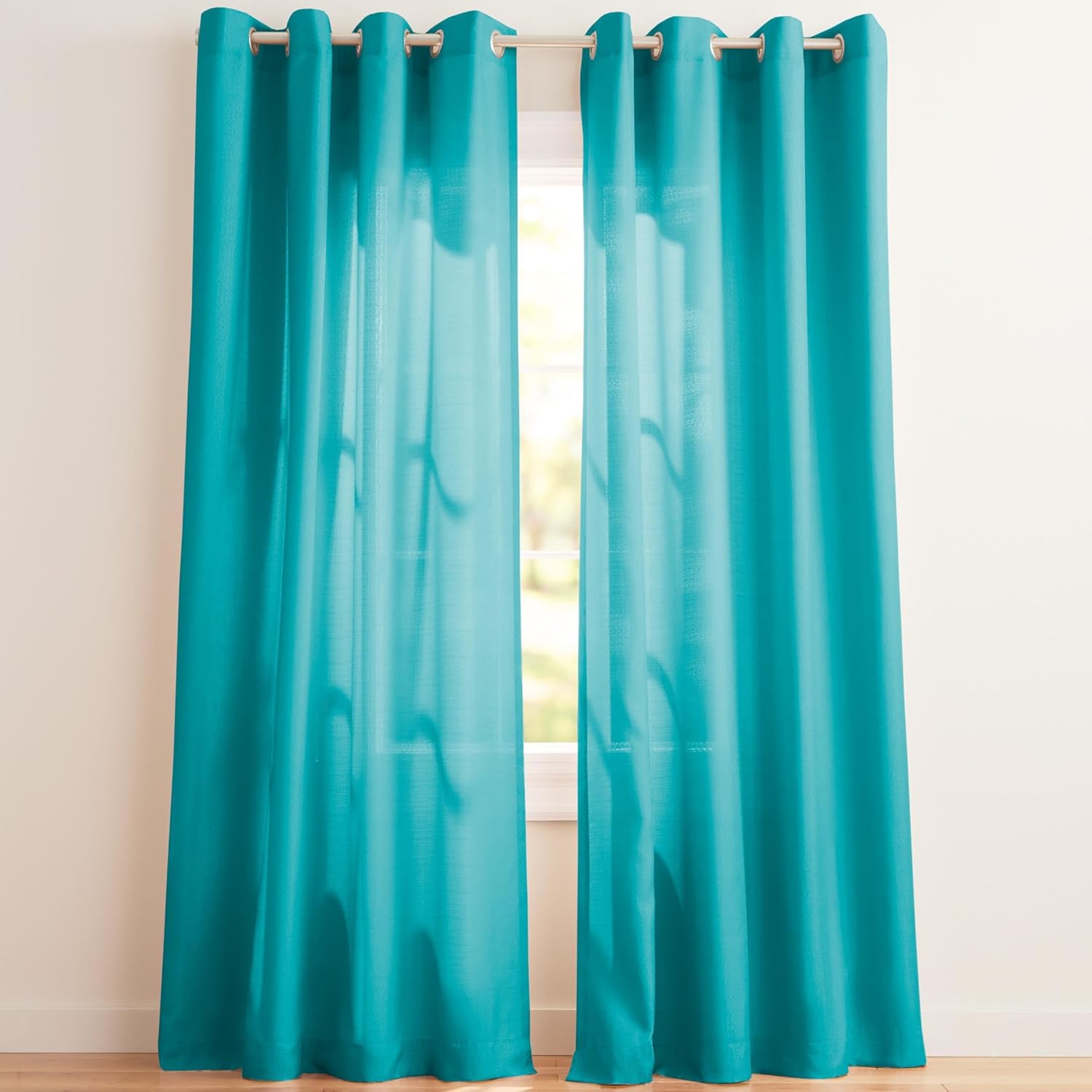 Exclusive Home Loha Linen Grommet Top Curtain Panel Pair, 54"x96", Ivory