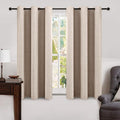MIULEE 100% Blackout Linen Textured Curtains for Bedroom Solid Thermal Insulated Natural Beige Grommet Room Darkening Curtains & Drapes Luxury Decor for Living Room Nursery 52 x 96 Inch (2 Panels)