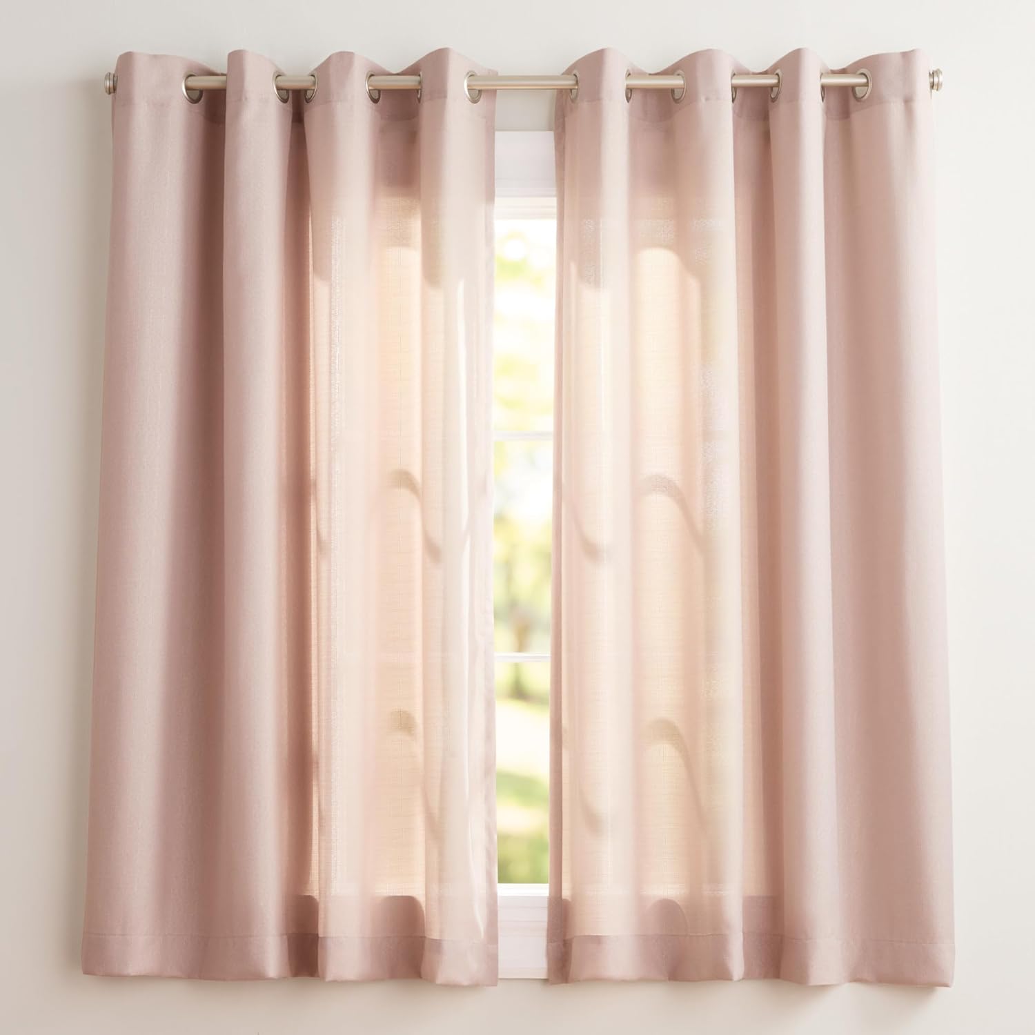Exclusive Home Loha Linen Grommet Top Curtain Panel Pair, 54"x96", Ivory