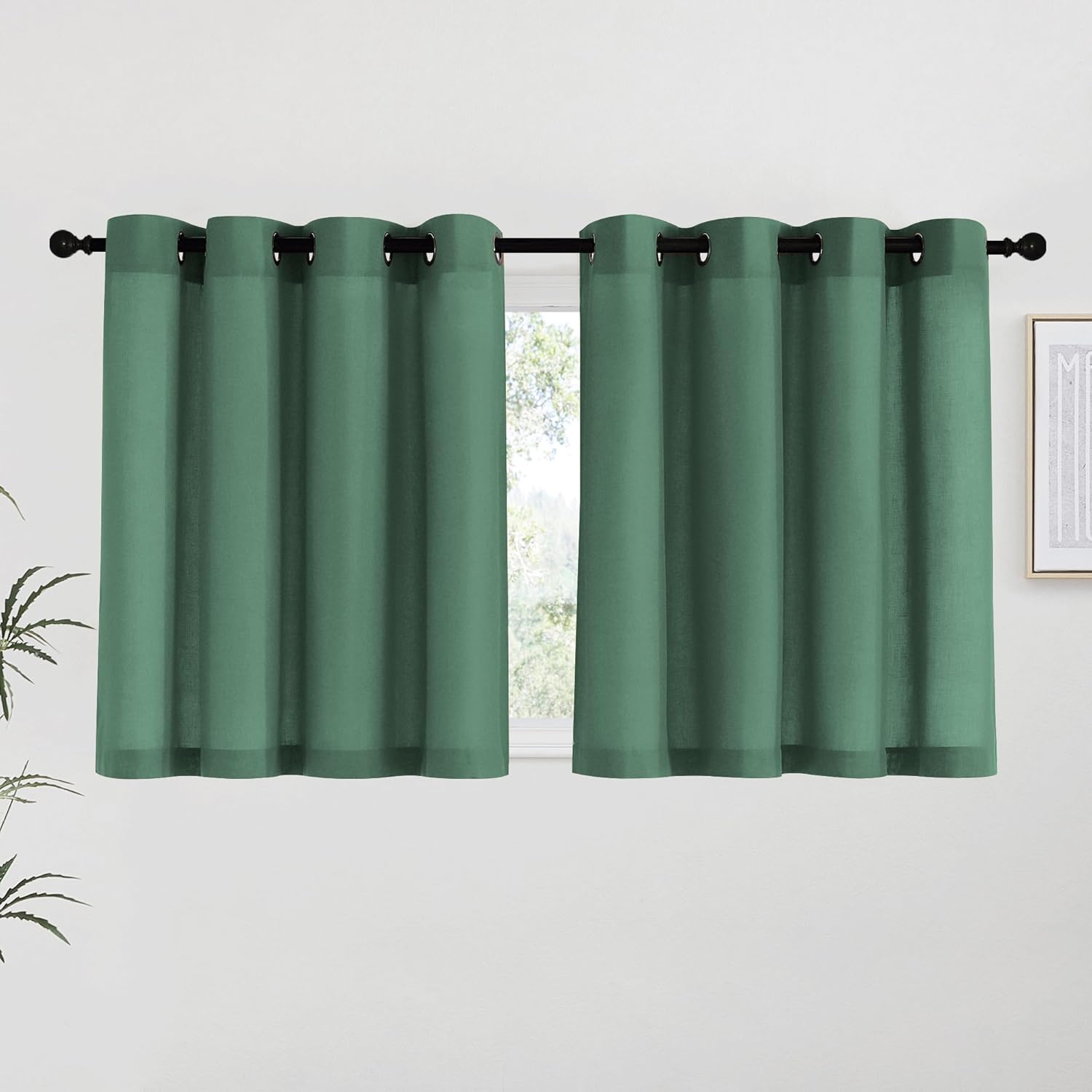 NICETOWN Natural Linen Curtains 84 inch Long 2 Panels Set, Grommet Top Thick Linen Burlap Semi Sheer Vertical Drapes Privacy Assured with Light Filtering for Bedroom/Living Room, W55 x L84