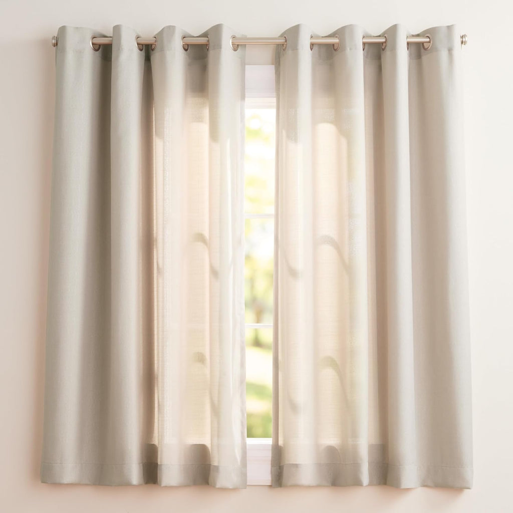 Exclusive Home Loha Linen Grommet Top Curtain Panel Pair, 54"x96", Ivory