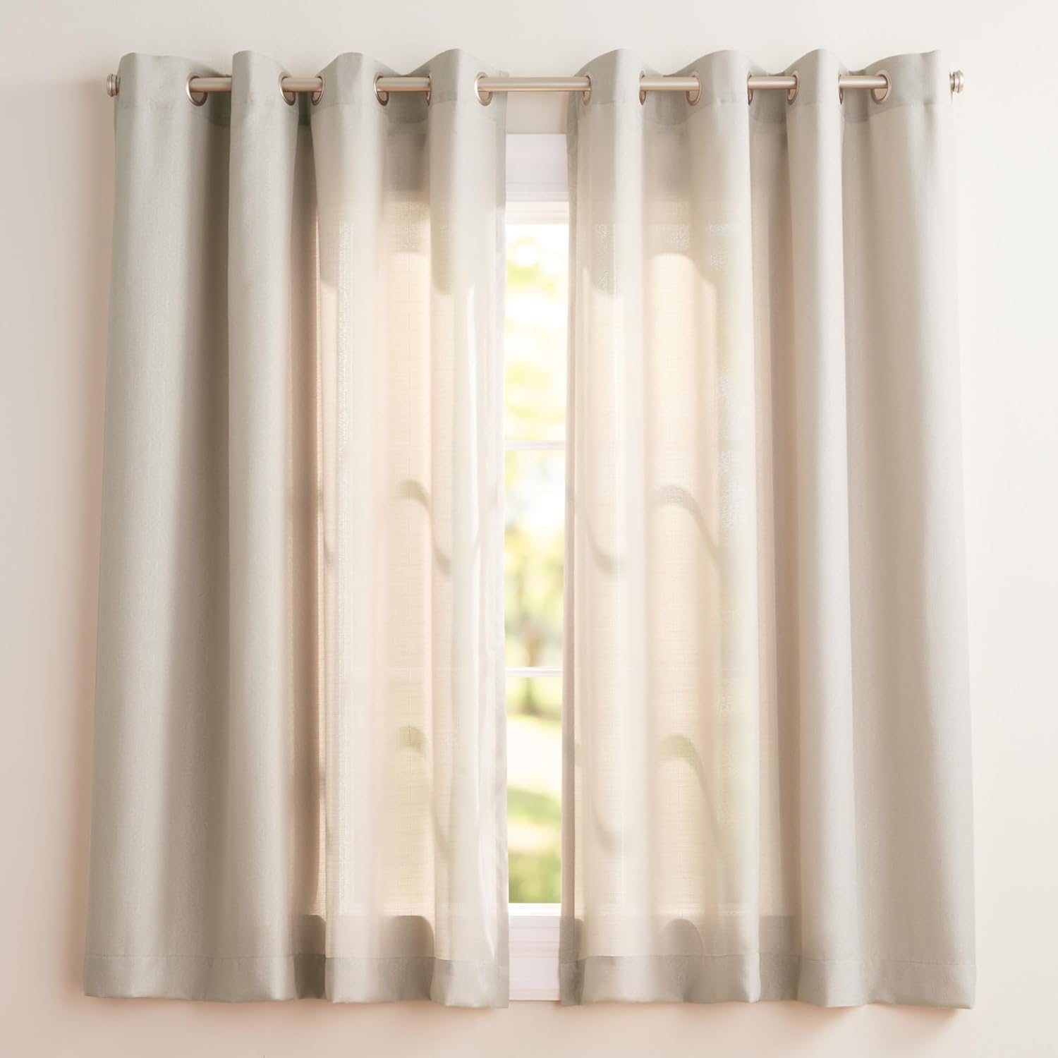 Exclusive Home Loha Linen Grommet Top Curtain Panel Pair, 54"x96", Ivory