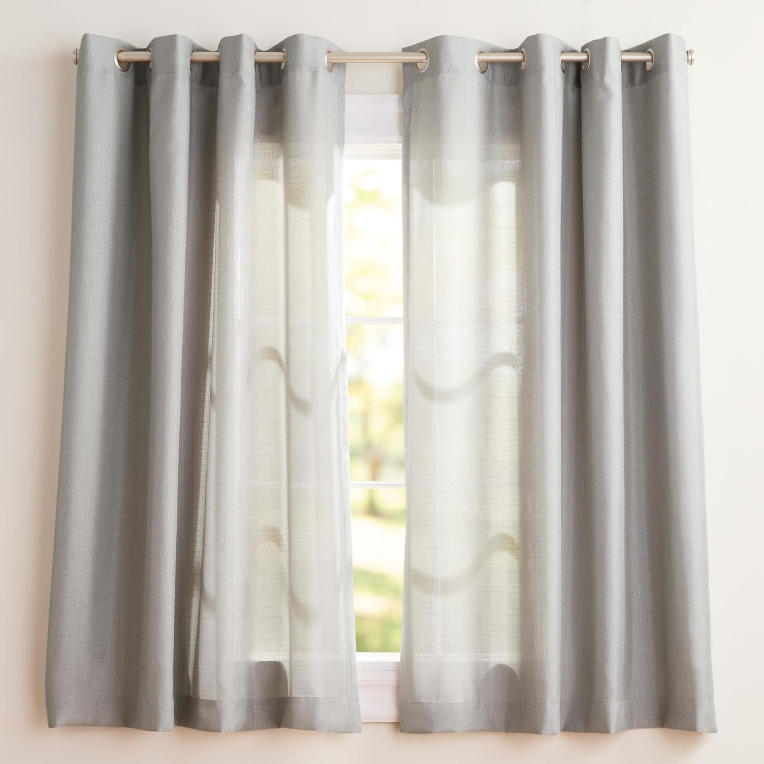 Exclusive Home Loha Linen Grommet Top Curtain Panel Pair, 54"x96", Ivory