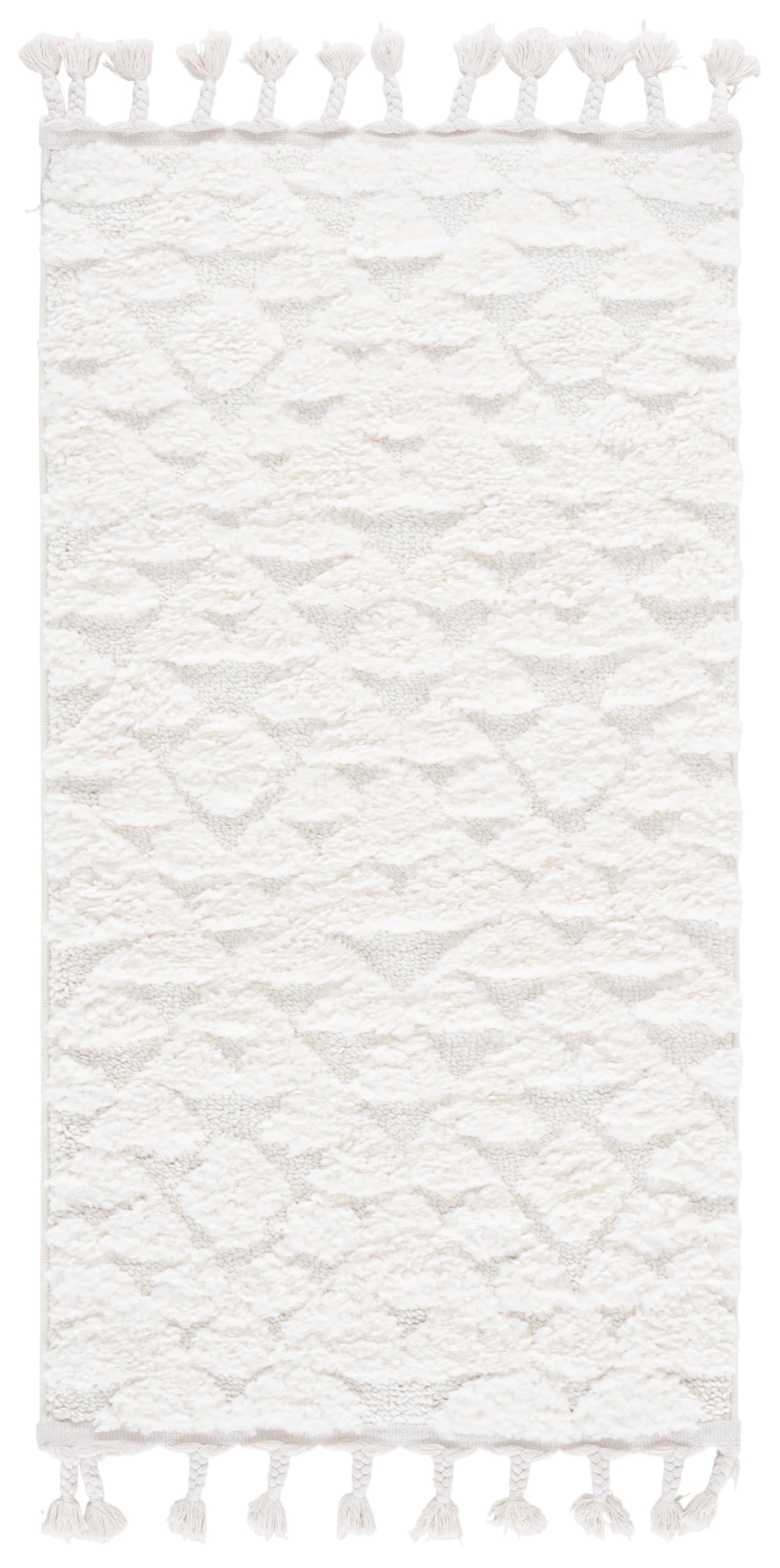 SAFAVIEH Area Rug 3x5 - Moroccan Tassel Shag Collection - Ivory, Non-Shedding & Easy to Clean, Plush High-Low Texture, Ideal for Living Room, Bedroom, Dining Space (MTS688C)