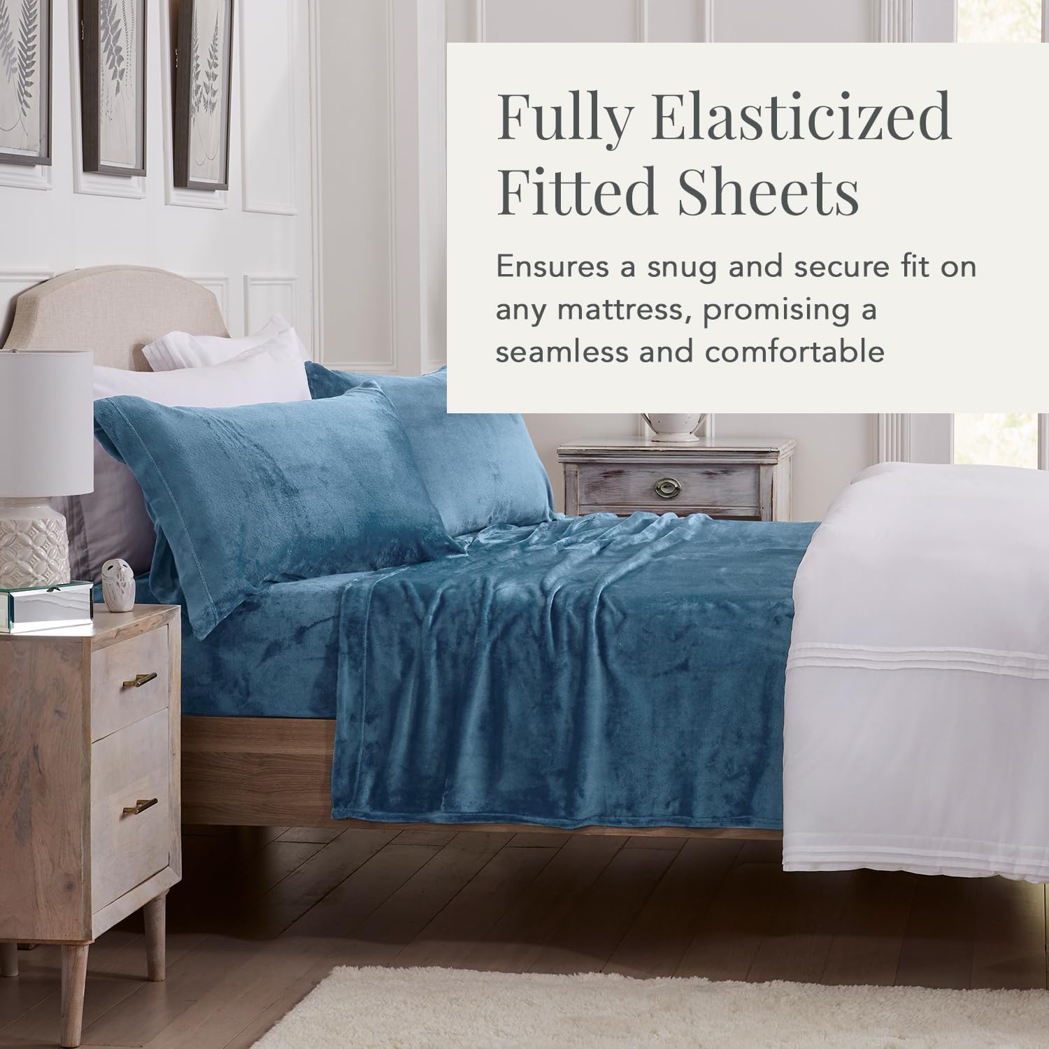 NY Loft Ultra Soft Micro Fleece Sheets Set with Extra Deep Pockets | Extra Soft Velvet Fleece Sheet Set | Super Plush Polar Fleece | Velvet Plush Cozy Warmth | Tribeca Collection (Twin, Lake Blue)