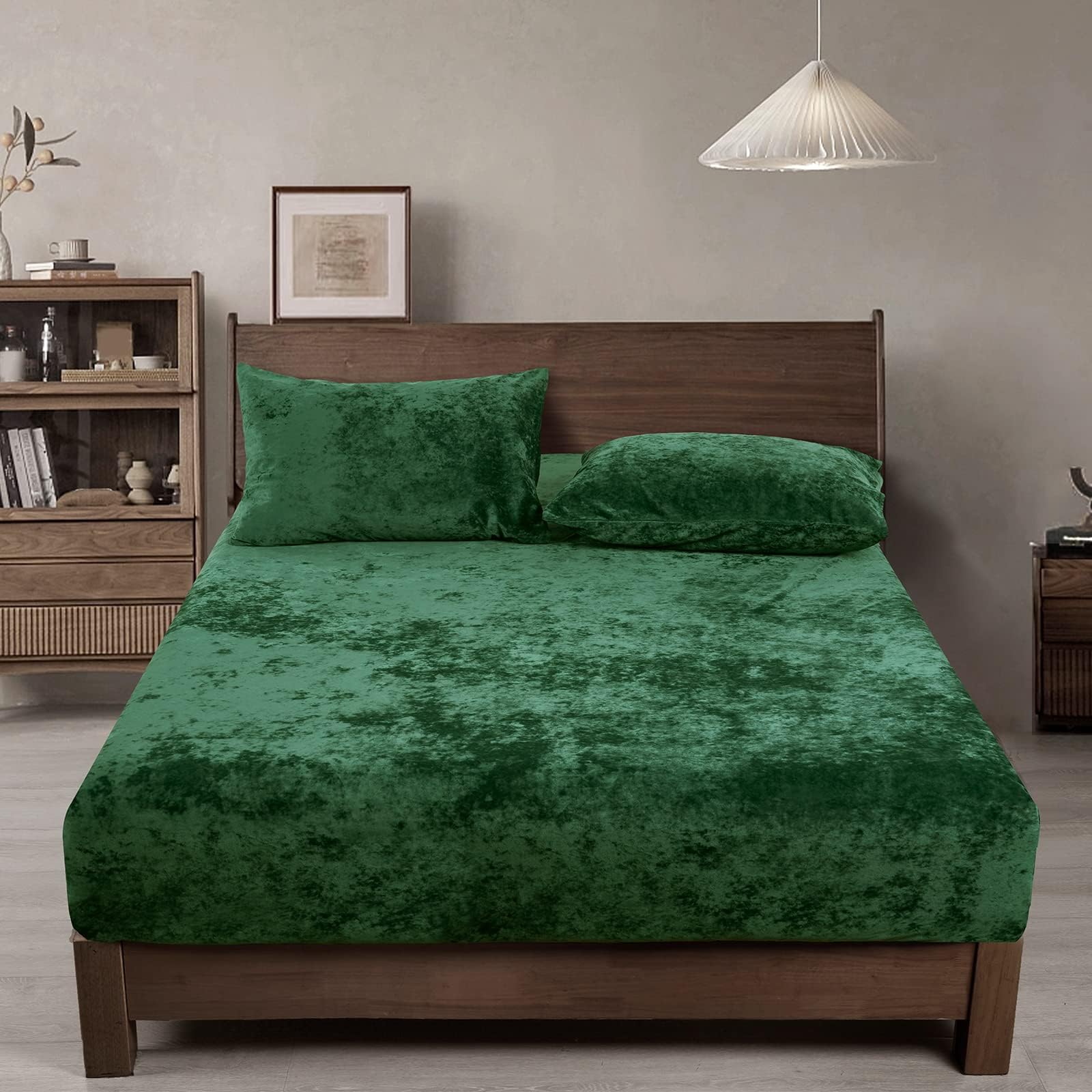 PHF Truly Velvet Fitted Sheet Only Queen Size, Luxury Super Soft Cozy Fuzzy Fleece Bottom Sheet with Deep Pocket Up to 16",Suitable for Fall Winter Spring, No Pillowcases, Charcoal/Dark Grey