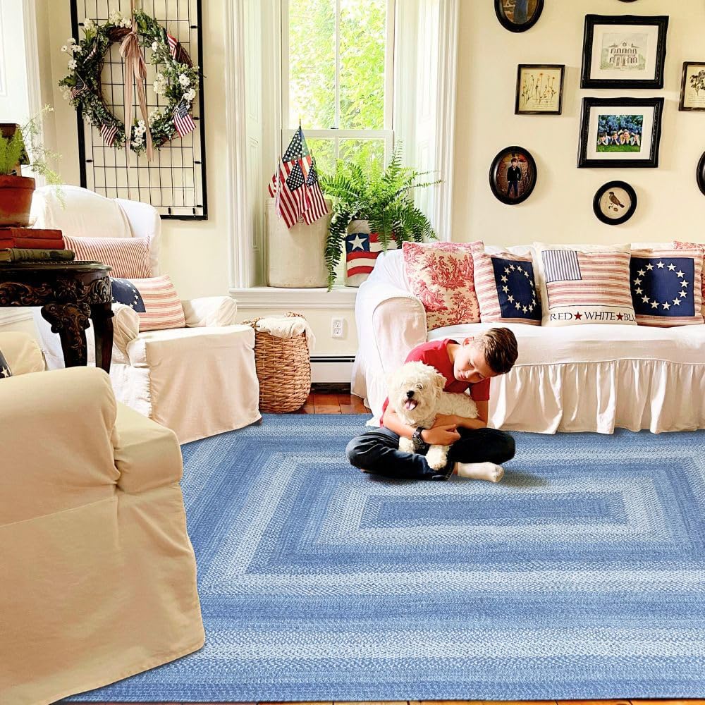 Homespice Gingerbread Black & Brown Braided Rug 20x30 - Jute Braided Kitchen Rugs for Country, Primitive Decor, Reversible, Pet-Friendly, Durable & Easy to Maintain