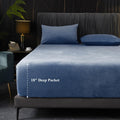 Ivellow Velvet Fitted Sheet Queen Size, 1 Pack Luxury Flannel Bed Sheets with 18” Extra Deep Pocket Queen Fitted Sheet Only Extra Soft Cozy Comfy Warmth Plush Grey Velvet Bottom Sheets No Pillowcases