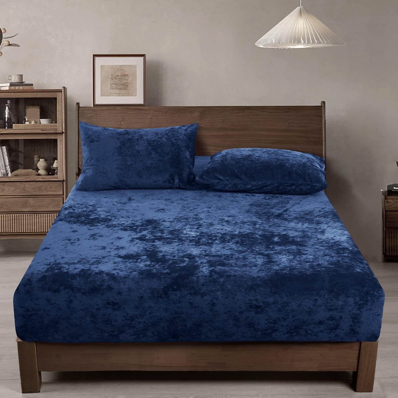 PHF Truly Velvet Fitted Sheet Only Queen Size, Luxury Super Soft Cozy Fuzzy Fleece Bottom Sheet with Deep Pocket Up to 16",Suitable for Fall Winter Spring, No Pillowcases, Charcoal/Dark Grey