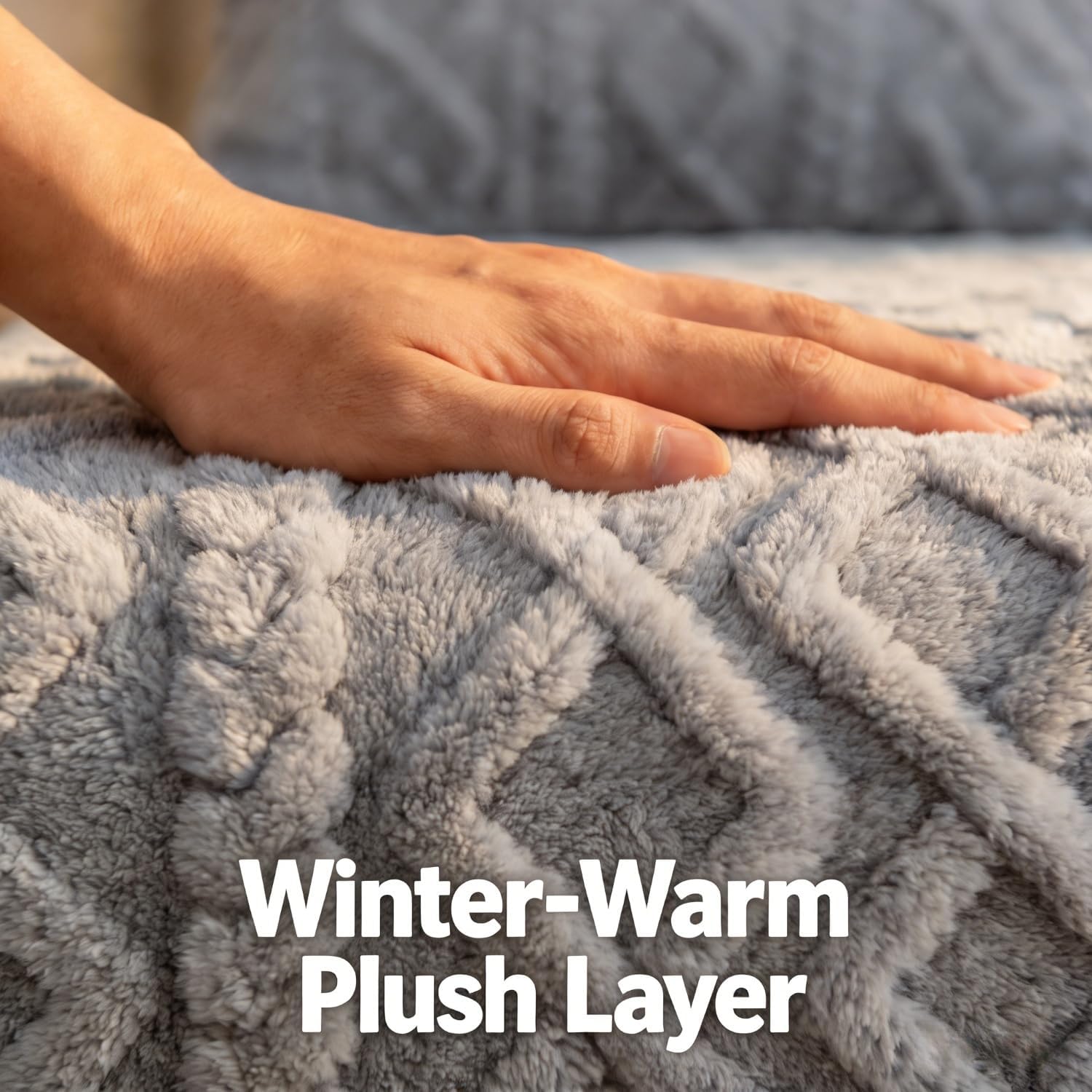 1pc Jacquard Plush Fitted Sheet, Thickened Non-Slip Fleece Bed Cover, Cozy Soft Filling, Ideal for Fall & Winter, Suitable for Bedrooms & Hotel Rooms,Pillowcases Not Included(Gray,35.4" x 78.7")