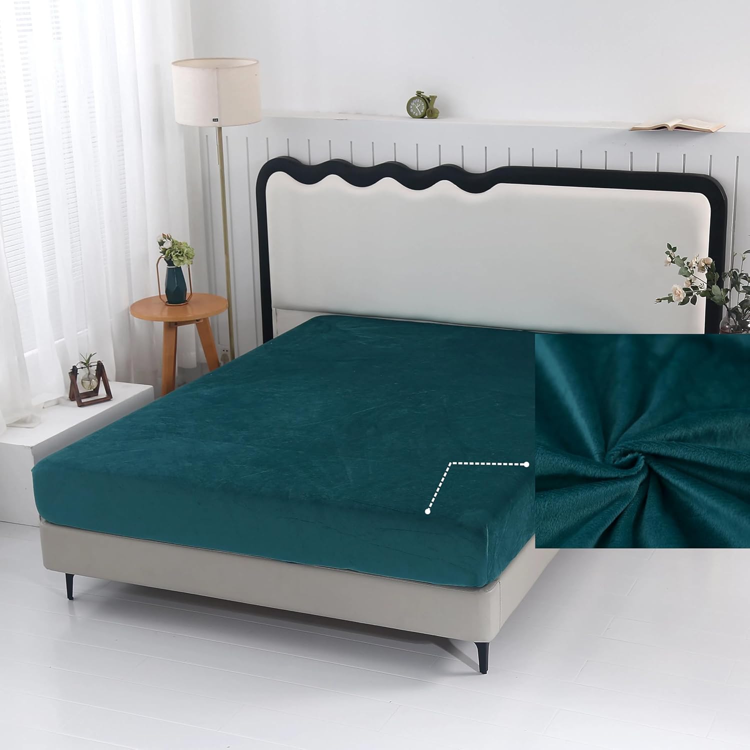 SDY Fleece Fitted Sheet only Queen Size with Deep Pocket 15.7”，No Pilling Fluffy Pink Queen Bottom Sheet Fit Mattress Up to 14”-16”,Wrinkle Free, Breathable for Warm Winter