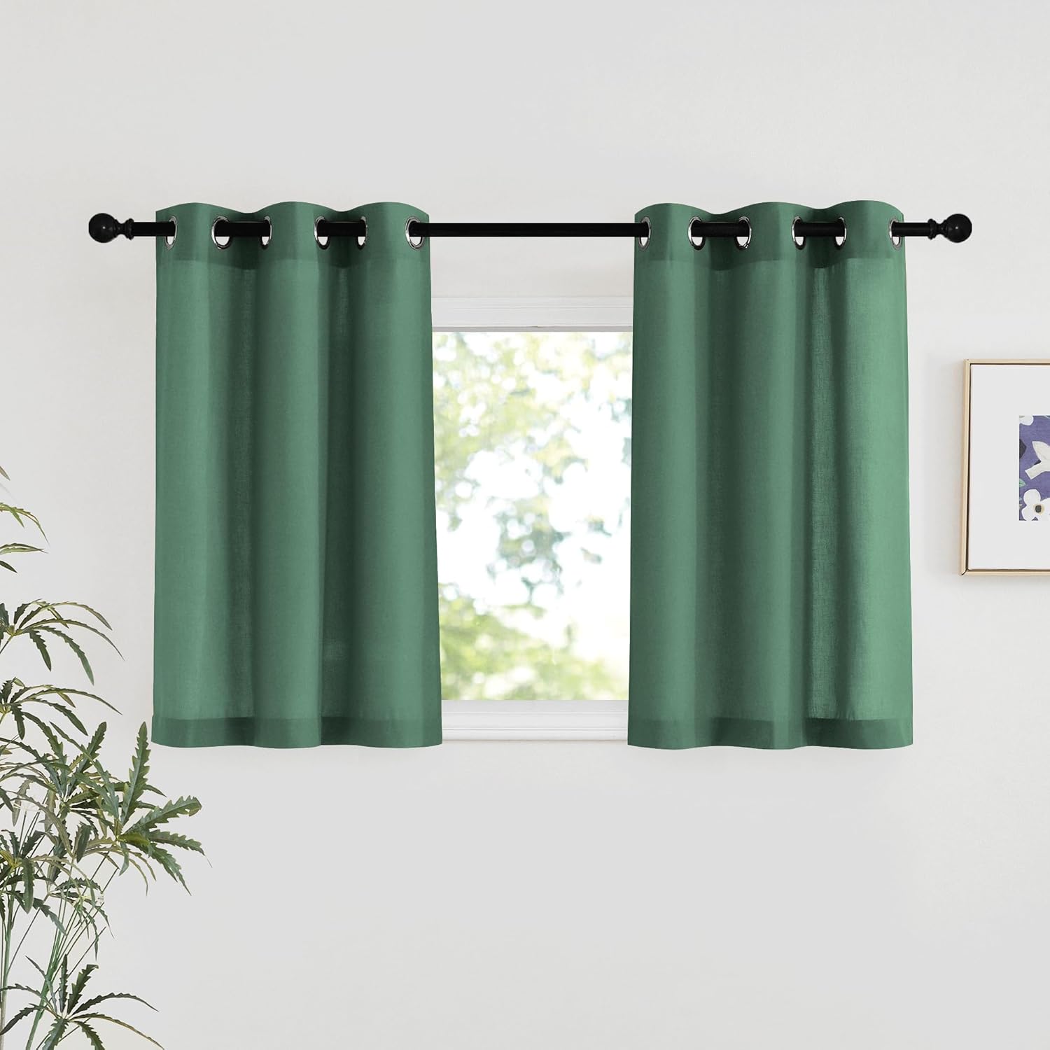 NICETOWN Natural Linen Curtains 84 inch Long 2 Panels Set, Grommet Top Thick Linen Burlap Semi Sheer Vertical Drapes Privacy Assured with Light Filtering for Bedroom/Living Room, W55 x L84