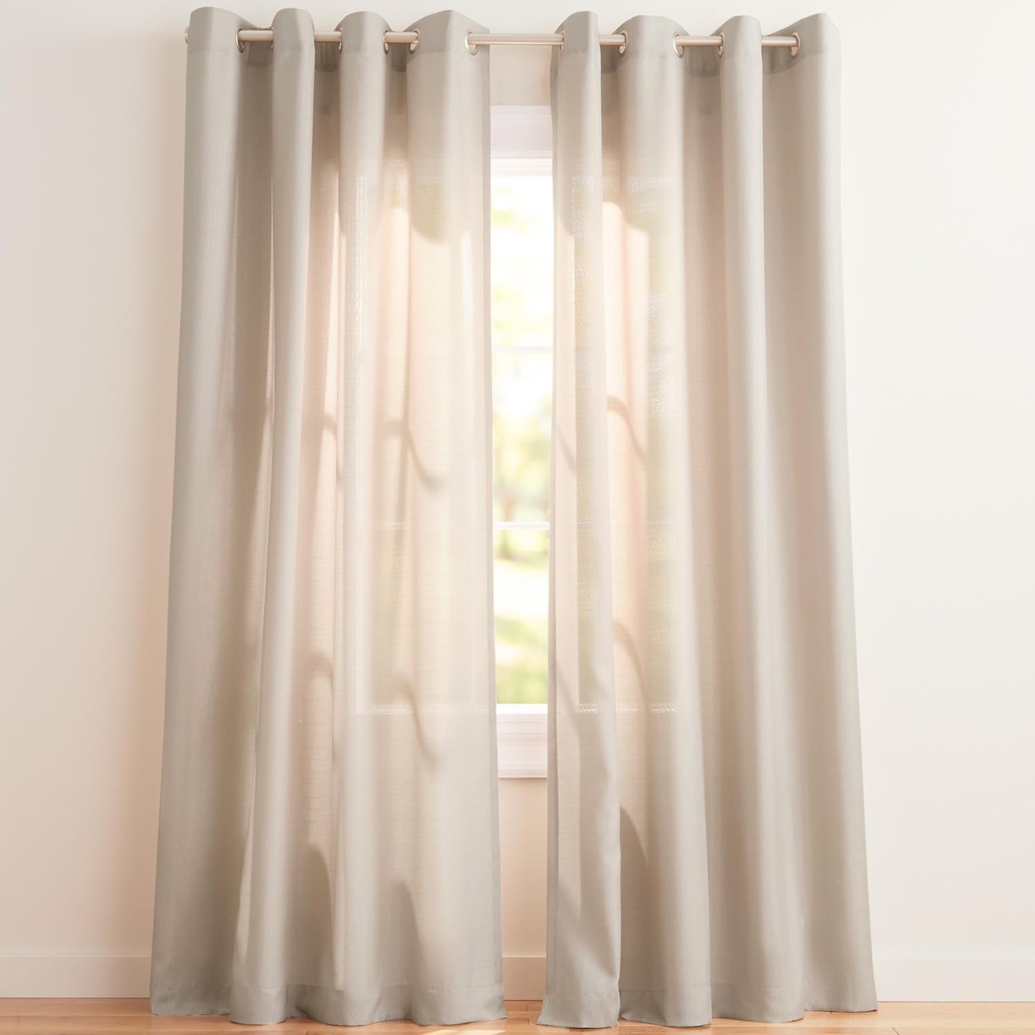 Exclusive Home Loha Linen Grommet Top Curtain Panel Pair, 54"x96", Ivory