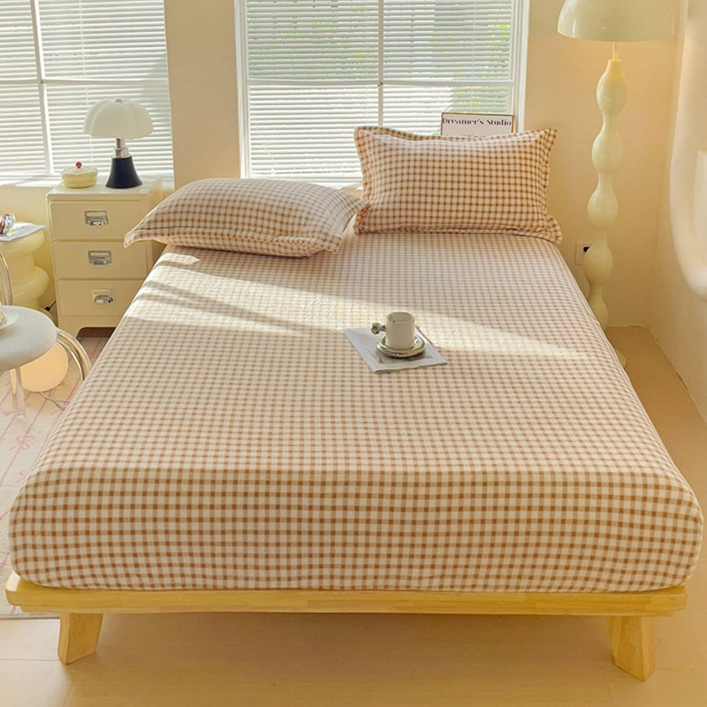 ZIQINPSQ Luxury Flannel Fleece Fitted Sheet Twin XL | 15" Deep Pocket Microfiber Bedding | Elastic Bottom (Khaki)