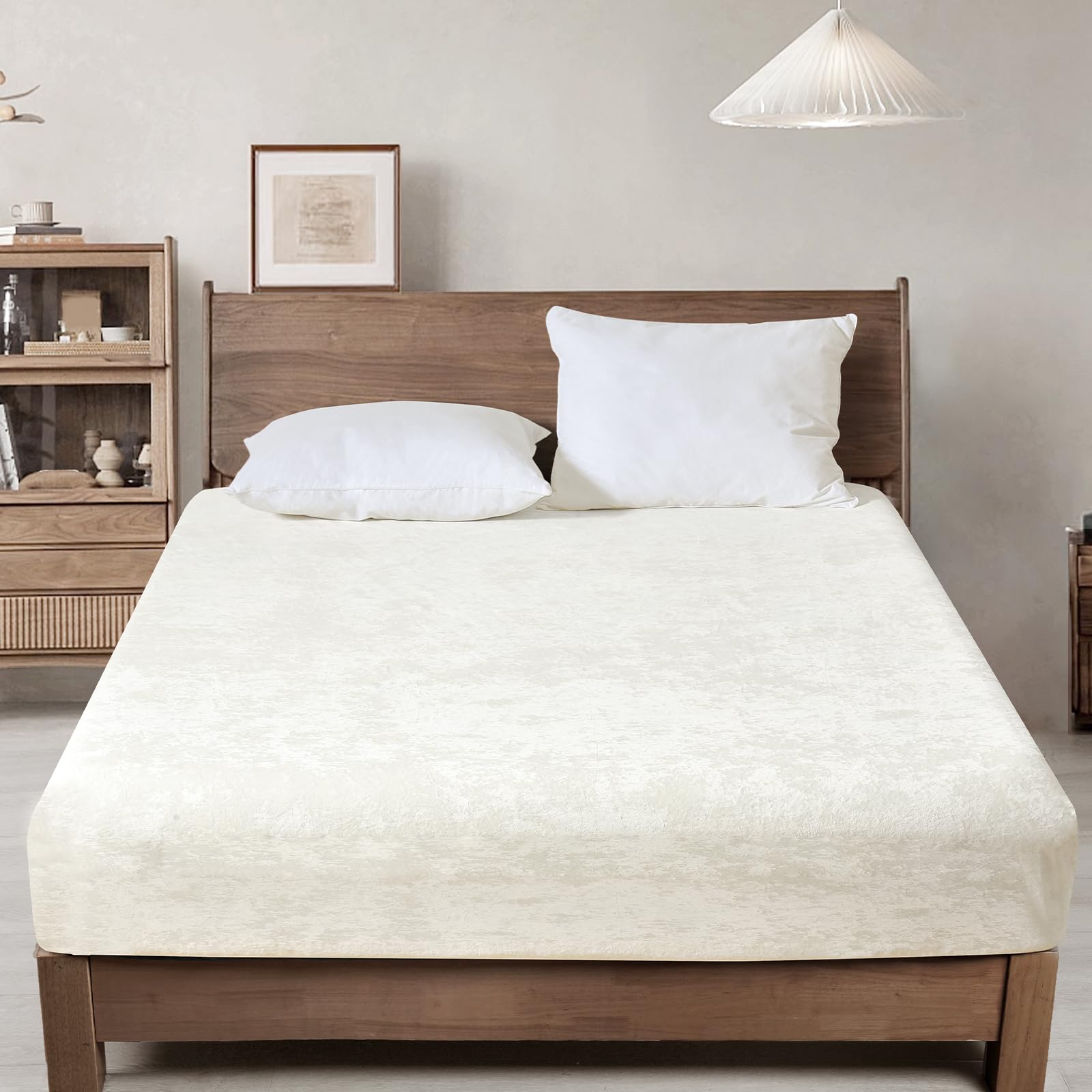 PHF Truly Velvet Fitted Sheet Only Queen Size, Luxury Super Soft Cozy Fuzzy Fleece Bottom Sheet with Deep Pocket Up to 16",Suitable for Fall Winter Spring, No Pillowcases, Charcoal/Dark Grey