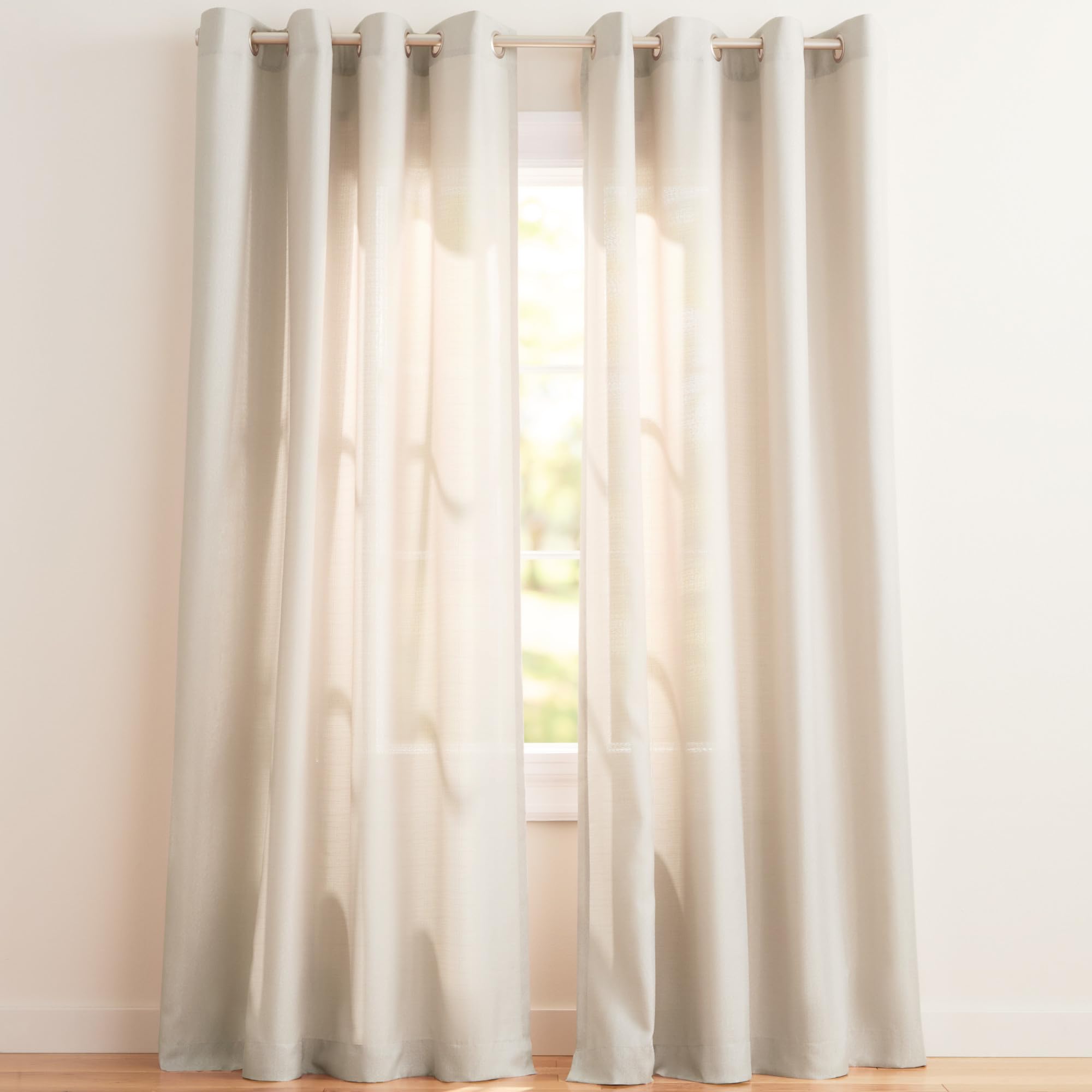 Exclusive Home Loha Linen Grommet Top Curtain Panel Pair, 54"x96", Ivory