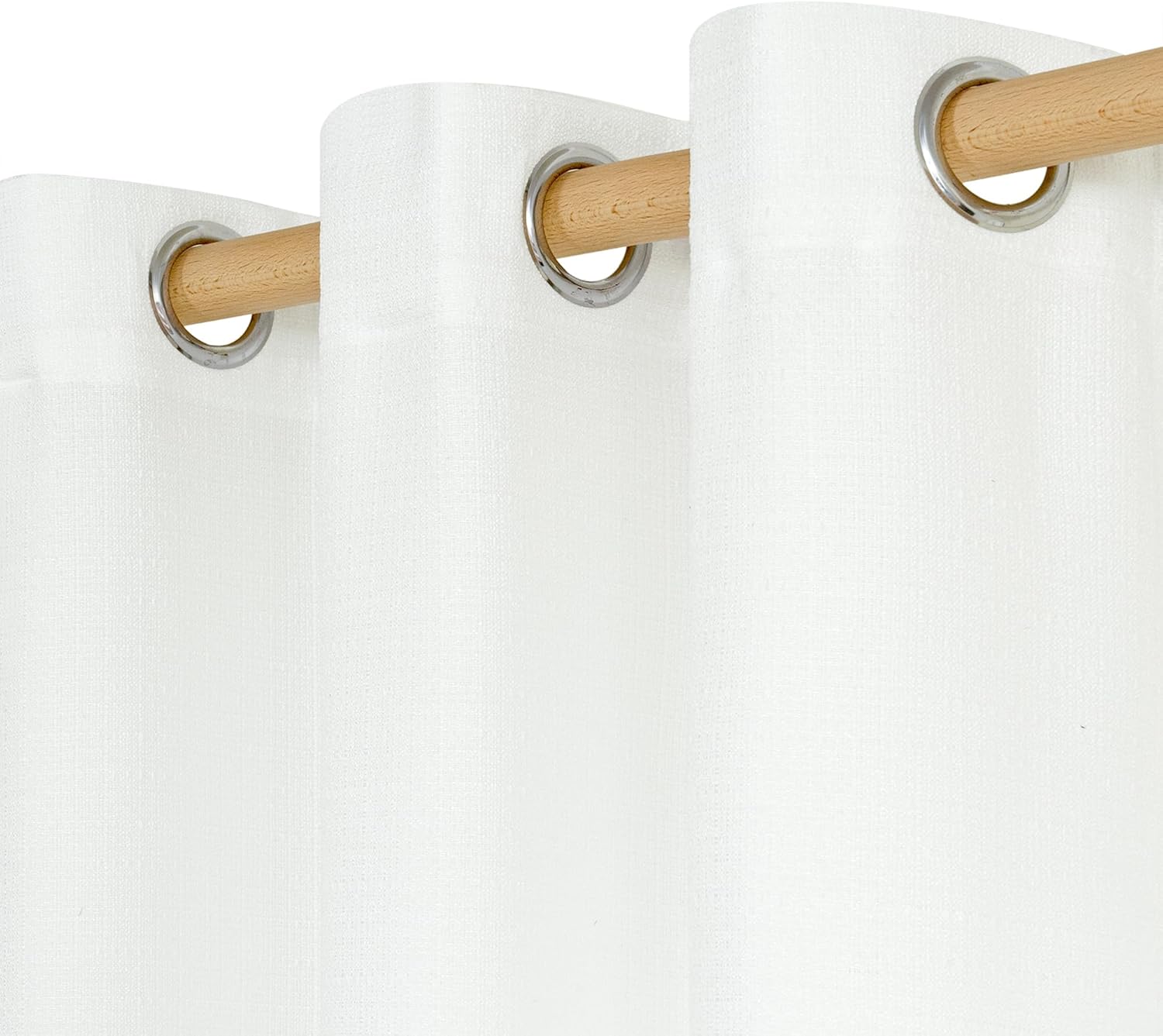 LAMIT Linen Curtains 84 inch Length 2 Panels, Grommet Thick Soft Light Filtering Curtains Privacy Living Room Window Drapes for Bedroom/Farmhouse, W52 x L84, Natural Beige