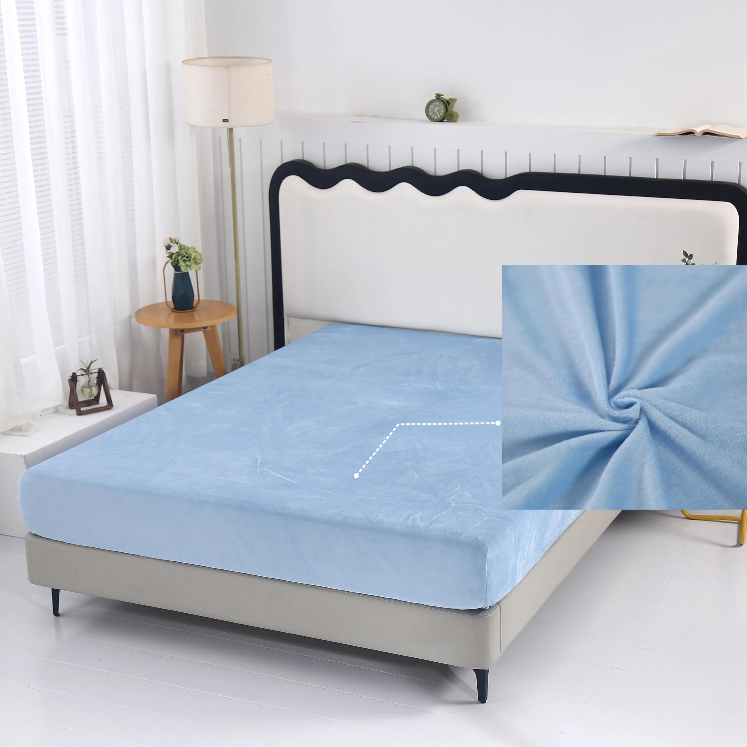 SDY Fleece Fitted Sheet only Queen Size with Deep Pocket 15.7”，No Pilling Fluffy Pink Queen Bottom Sheet Fit Mattress Up to 14”-16”,Wrinkle Free, Breathable for Warm Winter