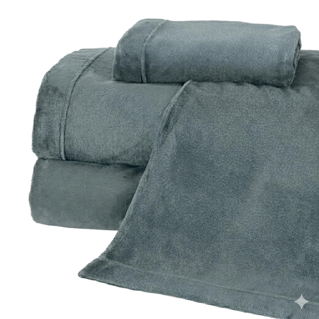 NY Loft Ultra Soft Micro Fleece Sheets Set with Extra Deep Pockets | Extra Soft Velvet Fleece Sheet Set | Super Plush Polar Fleece | Velvet Plush Cozy Warmth | Tribeca Collection (Twin, Lake Blue)