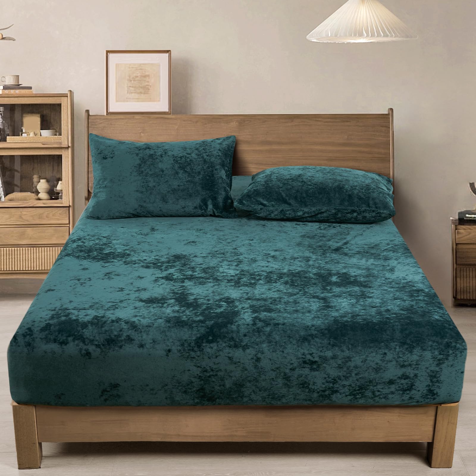 PHF Truly Velvet Fitted Sheet Only Queen Size, Luxury Super Soft Cozy Fuzzy Fleece Bottom Sheet with Deep Pocket Up to 16",Suitable for Fall Winter Spring, No Pillowcases, Charcoal/Dark Grey