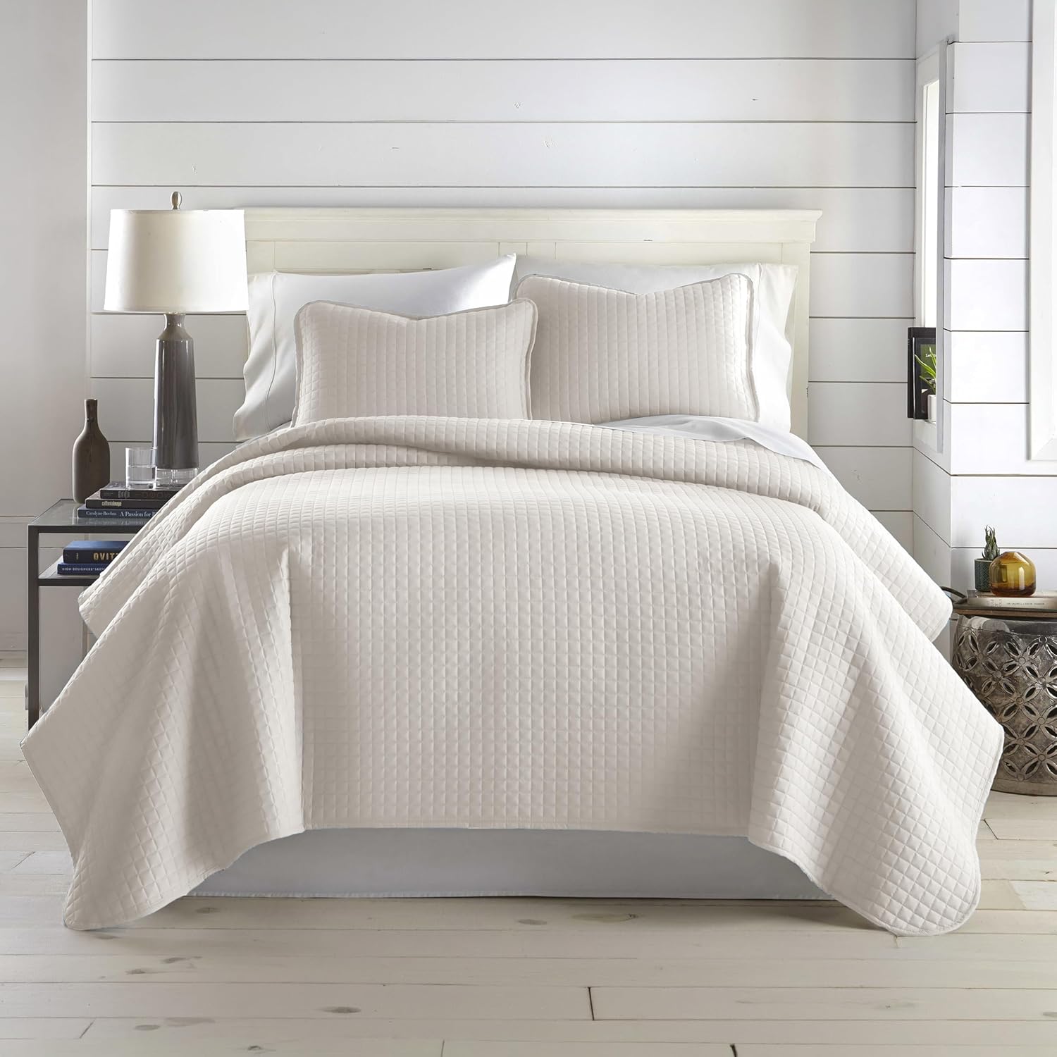 Southshore Fine Living, Inc. King Quilt Bedding Set, Quilted Coverlet Bed Spread for California Kings, Luxury Bedding King Size Quilt Bedding Set, Lightweight Quilted Bedspread w/Shams, Natural Beige