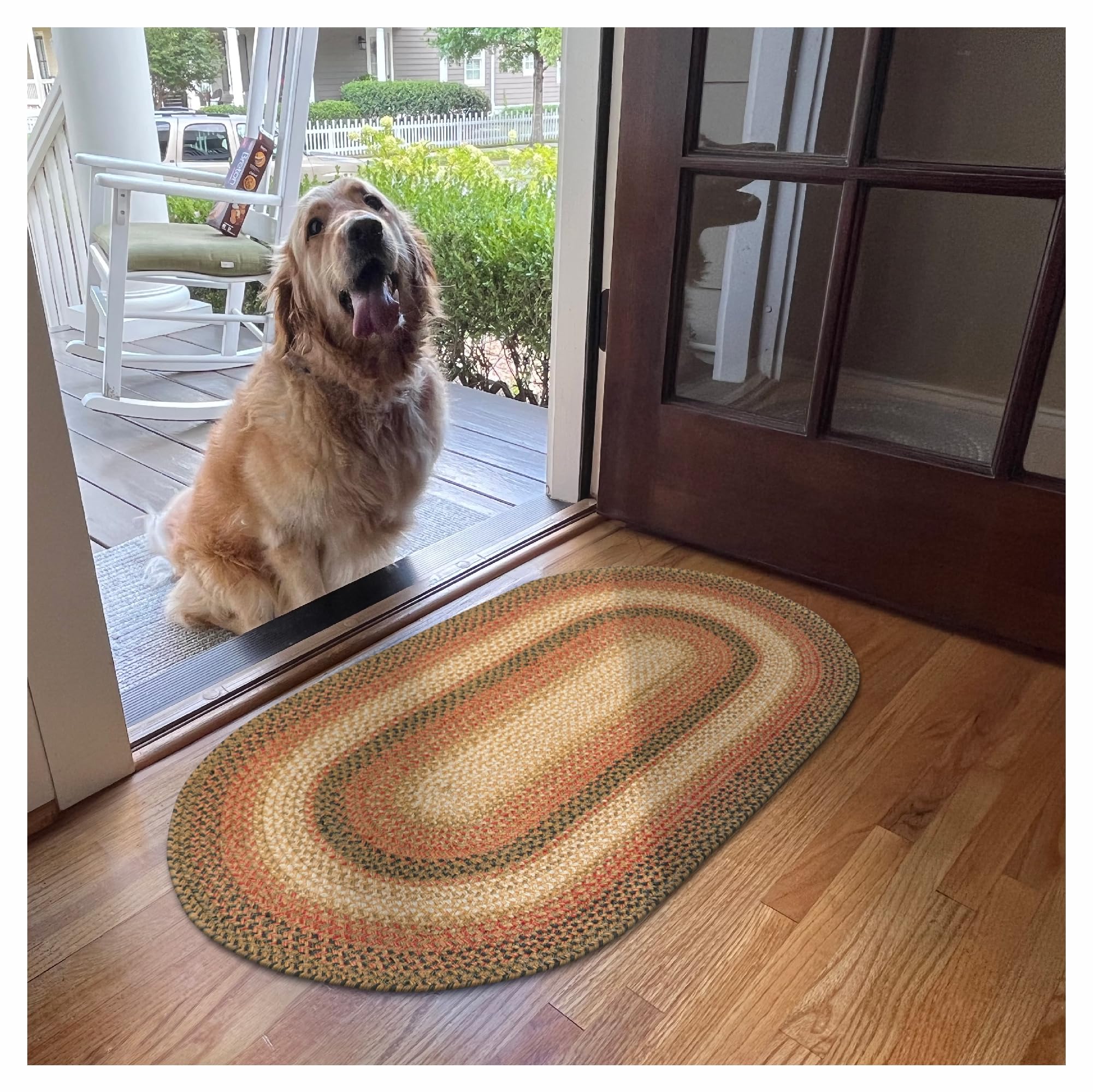 Homespice Gingerbread Black & Brown Braided Rug 20x30 - Jute Braided Kitchen Rugs for Country, Primitive Decor, Reversible, Pet-Friendly, Durable & Easy to Maintain